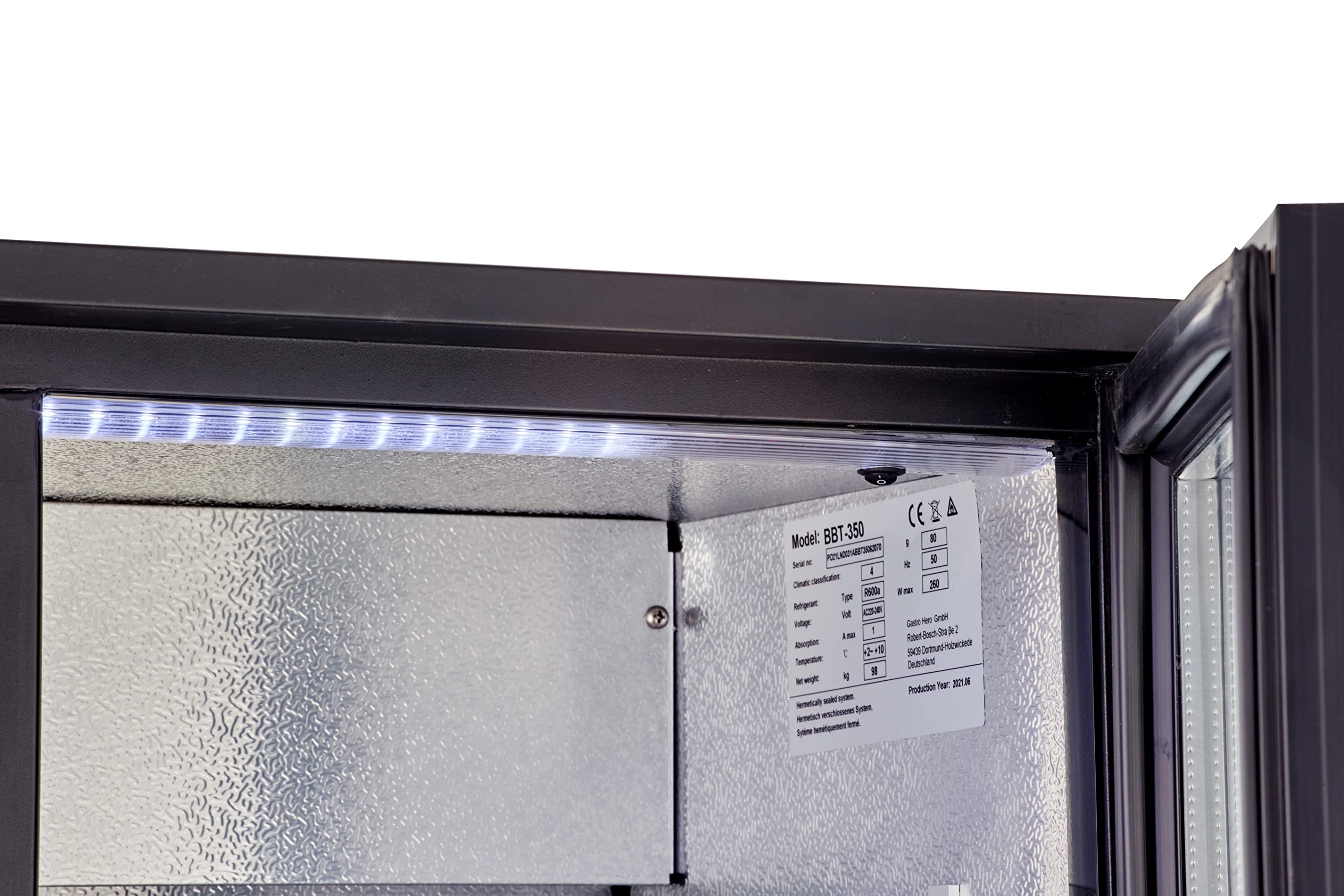 GastroHero Barkühlschrank ECO 320 mit Klapptüren schwarz Gastronomiebedarf