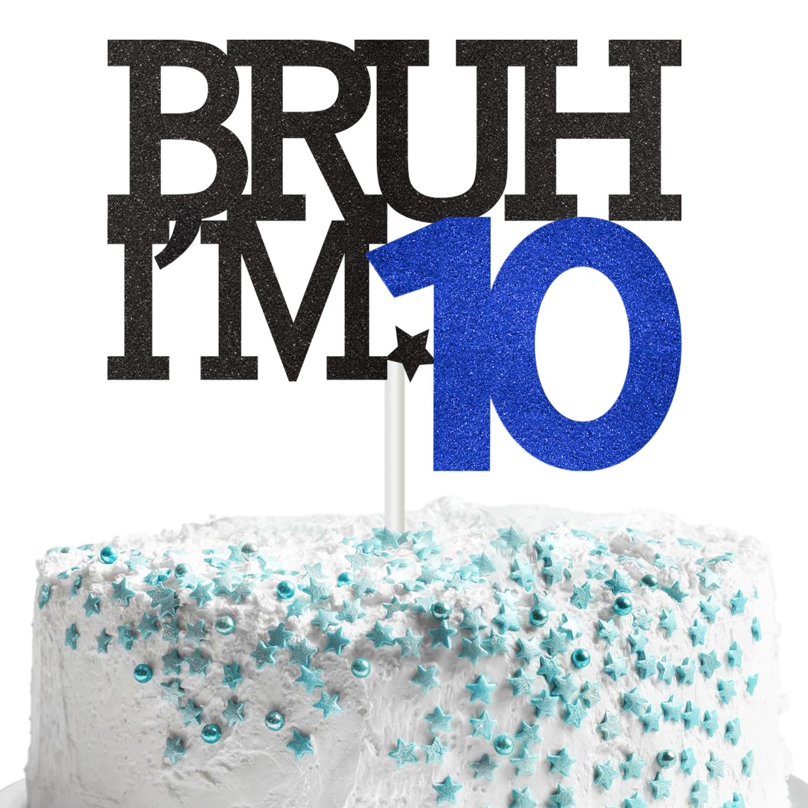 Bruh I'm 10 Cake Topper, Happy 10th Birthday Decorations for Boy, Funny 10th Birthday Cake Topper 10 Year Old Birthday Party Decoration Supplies