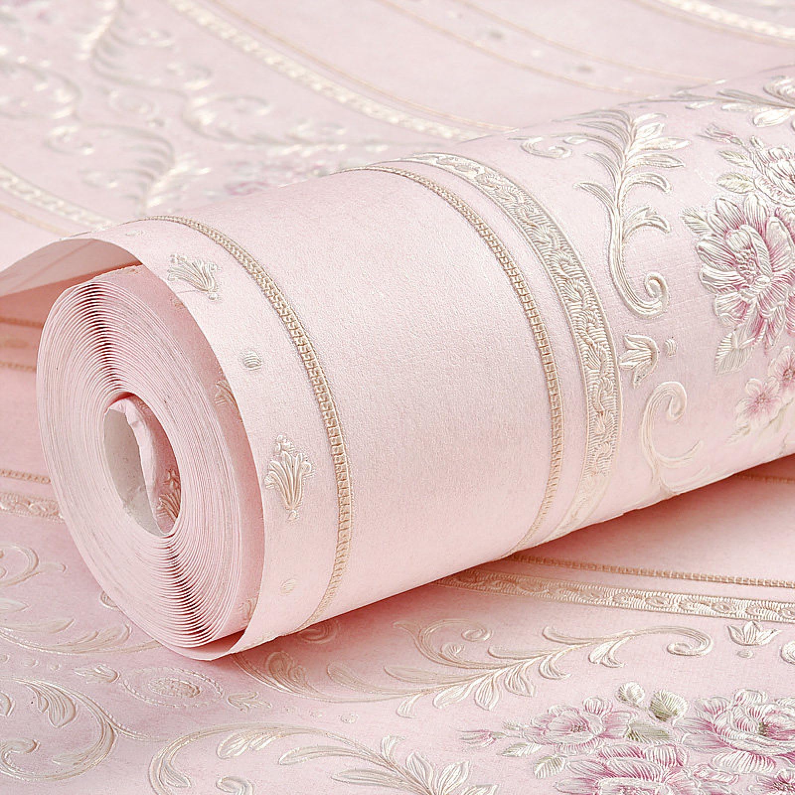 Papier peint adhésif décoratif rouge rose | Stickers meuble et décoration murale de chambre