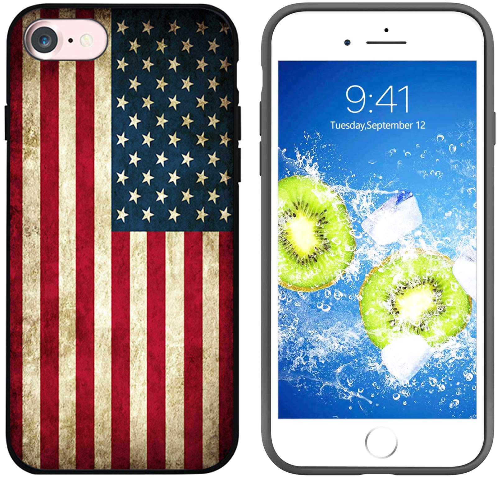 Compatible with iPhone 7/8/SE 2020 Case, Vintage American Flag Designed for iPhone 7/8/SE 2020 Case, Slim Fit Shockproof Drop Protection Phone Case Cover for iPhone 7/8/SE 2020 4.7 inch (USA Flag)