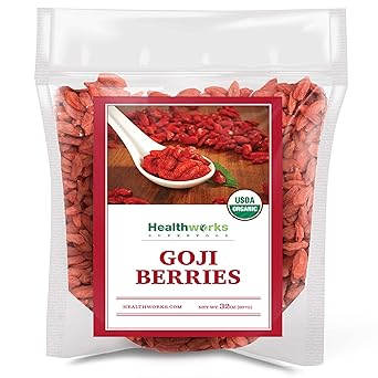 Healthworks Organic Dried Goji Berries - 32oz / 2lb - 1 Pack - Vegan and Non-GMO Certified Organic Raw Sun-Dried Goji Berries