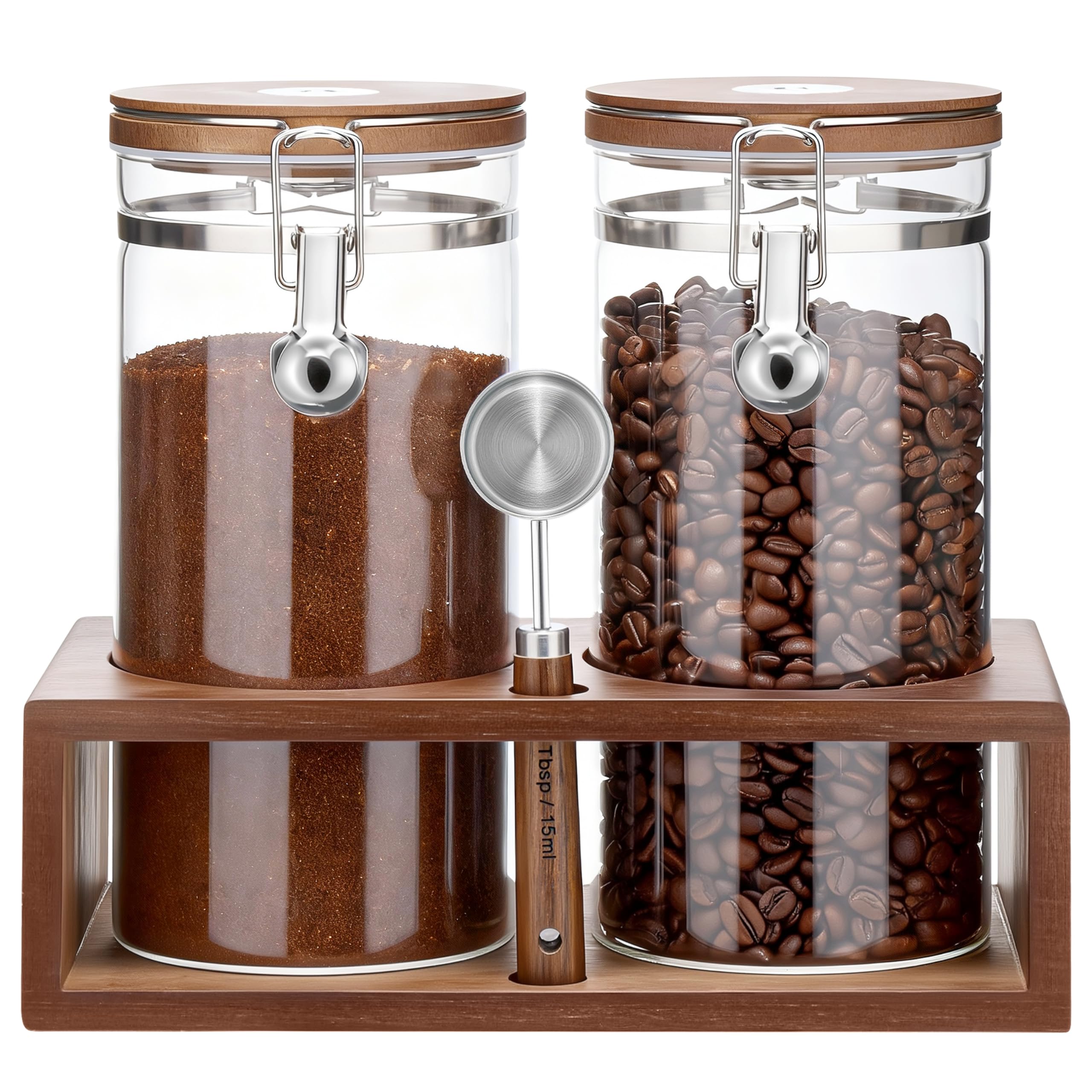 Photo 1 of Danmu Coffee Bean Storage 45 oz with Bamboo Shelf,Coffee Canister 2 Pack