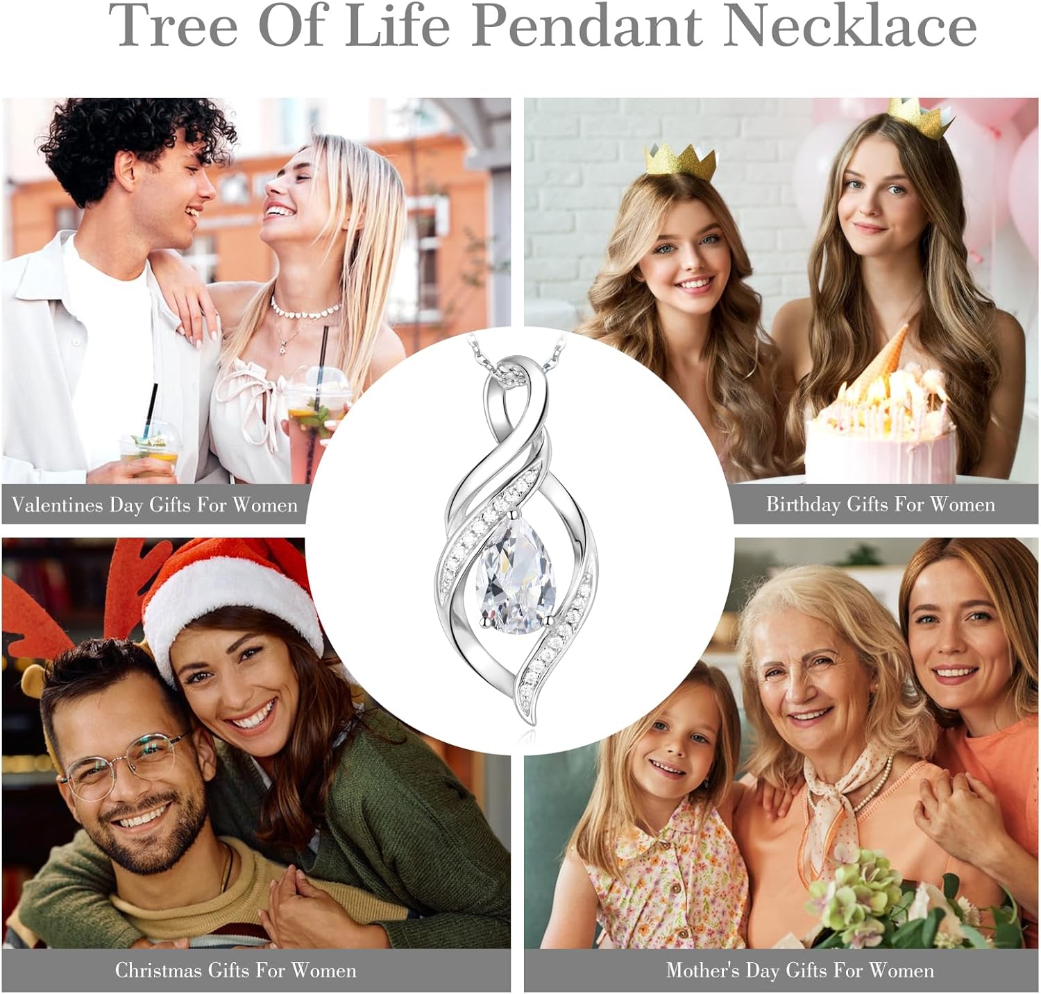 S925 Sterling Silver Birthstone Necklace for Women Teardrop Pendant Necklaces Infinity Love Birthday Gifts Jewelry for Women Anniversary Valentines Day - Image 6