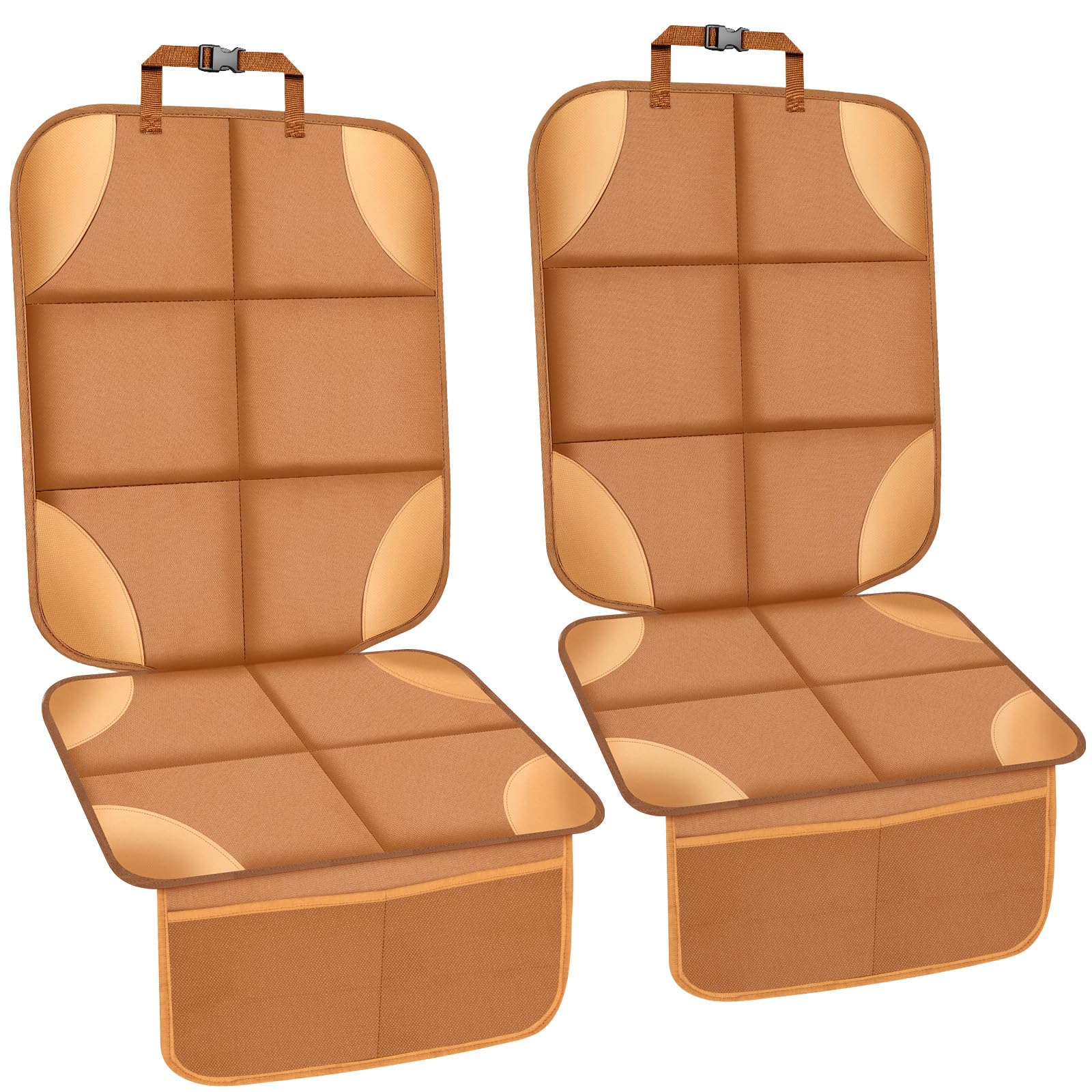 Car Seat Protector, Carseat Seat Protectors with Thick Padding and Upgraded Non-Slip Backing, Waterproof Seat Protector Under Baby Car Seat, 600D Fabric Car Seat Covers for Baby, 2PCS, Tan