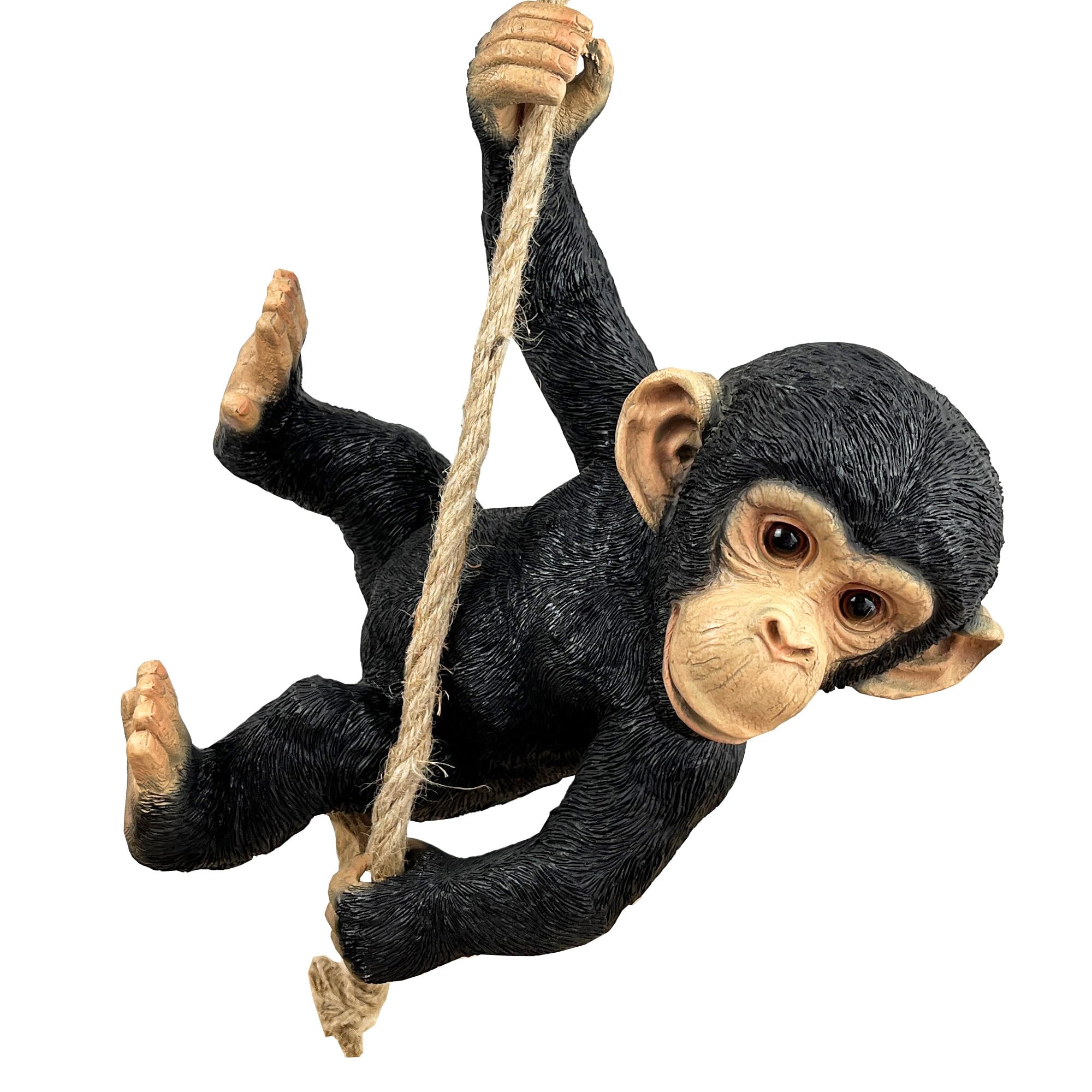 Alfie Francis Black 28Cm Swinging Resin Hanging Cheeky Monkey Ornament Swinging Figurine Statue Garden Outdoor Tree Home Decor
