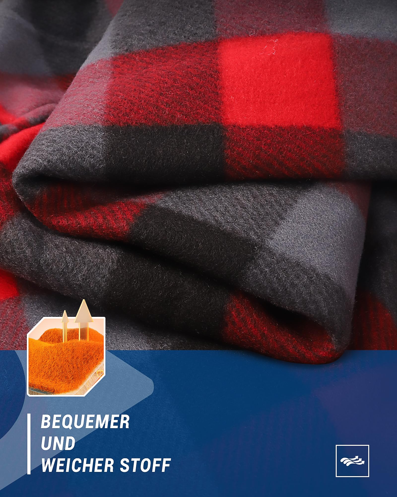 Scheibler Holzfällerhemd Herren Flanellhemd Warm Gefüttert Hemdjacke Karohemd -Outdoor Fleecejacke Langarm Thermohemd Männer Arbeitshemd mit 4 Taschen