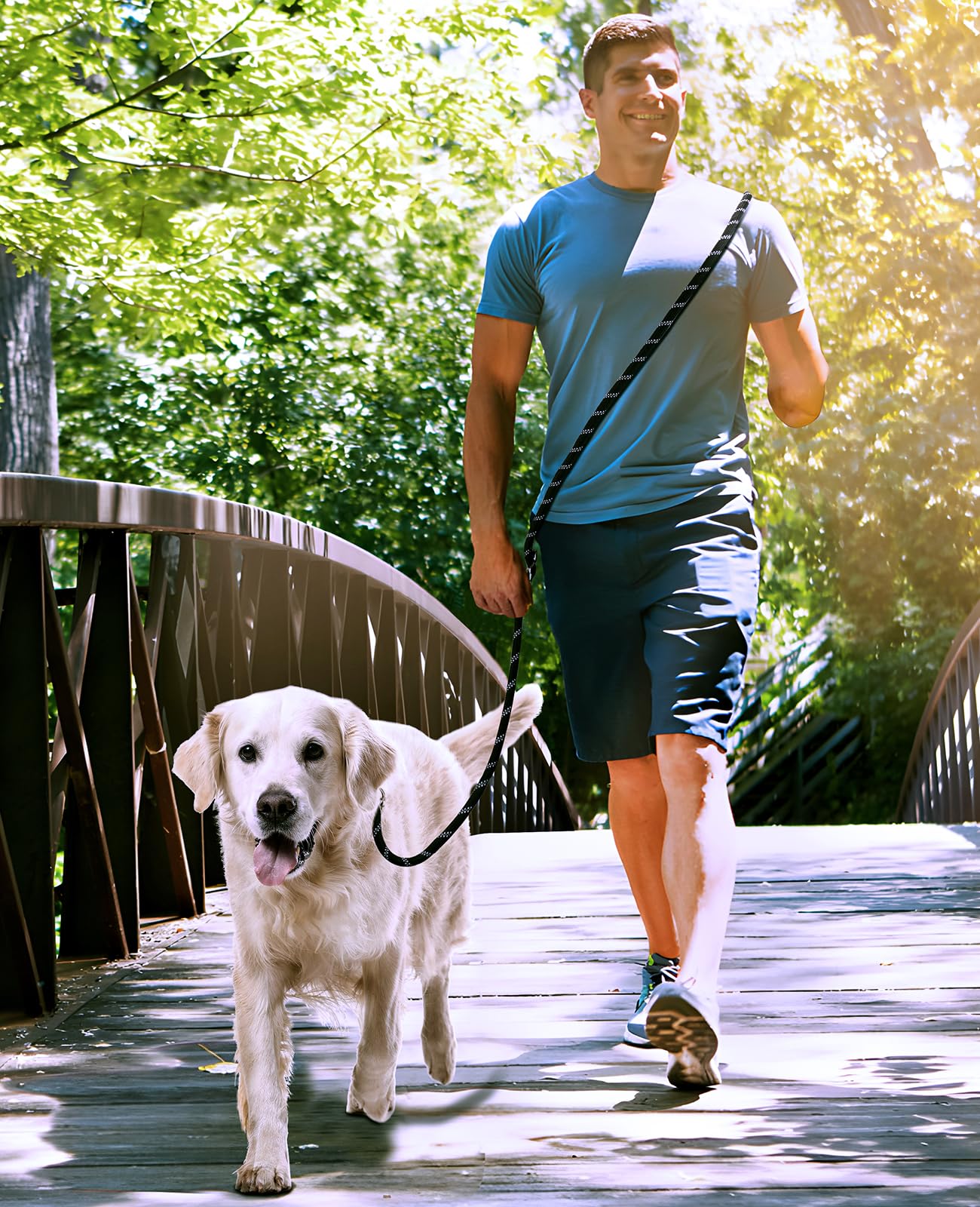 Oneisall Guinzaglio per Cani di Taglia Grande e Media (15-60kg), a Mano Libera da 3m e Doppio Con Catarifrangente, Resistenza Fino a 200kg