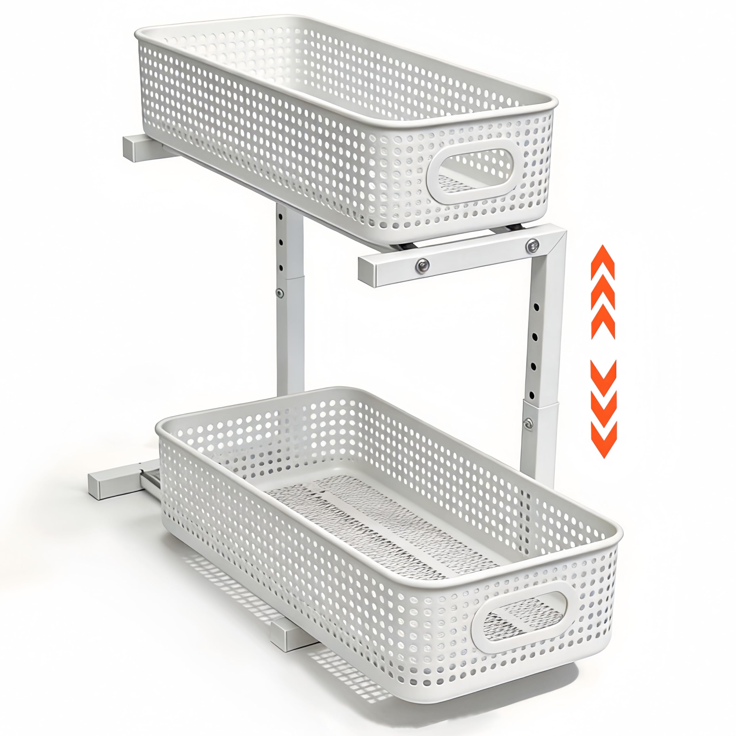 SkyerShoop Under Sink Storage Organiser, 2-Tier 30KG Pull-Out White Rack