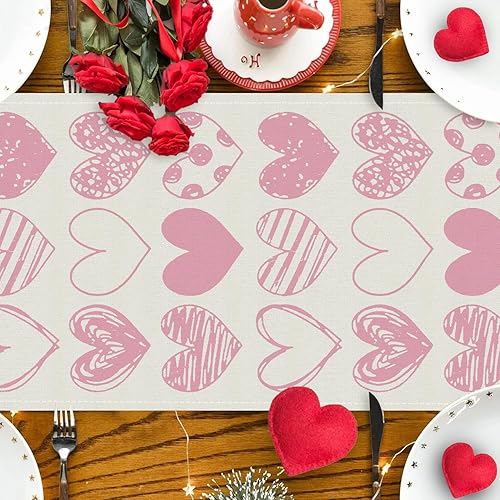 Miniatura 4 de GPGHE Camino de mesa para el día de San Valentín, corazón rosa, decoración del día de San Valentín, 13 x 72 pulgadas, día de la madre, aniversario,