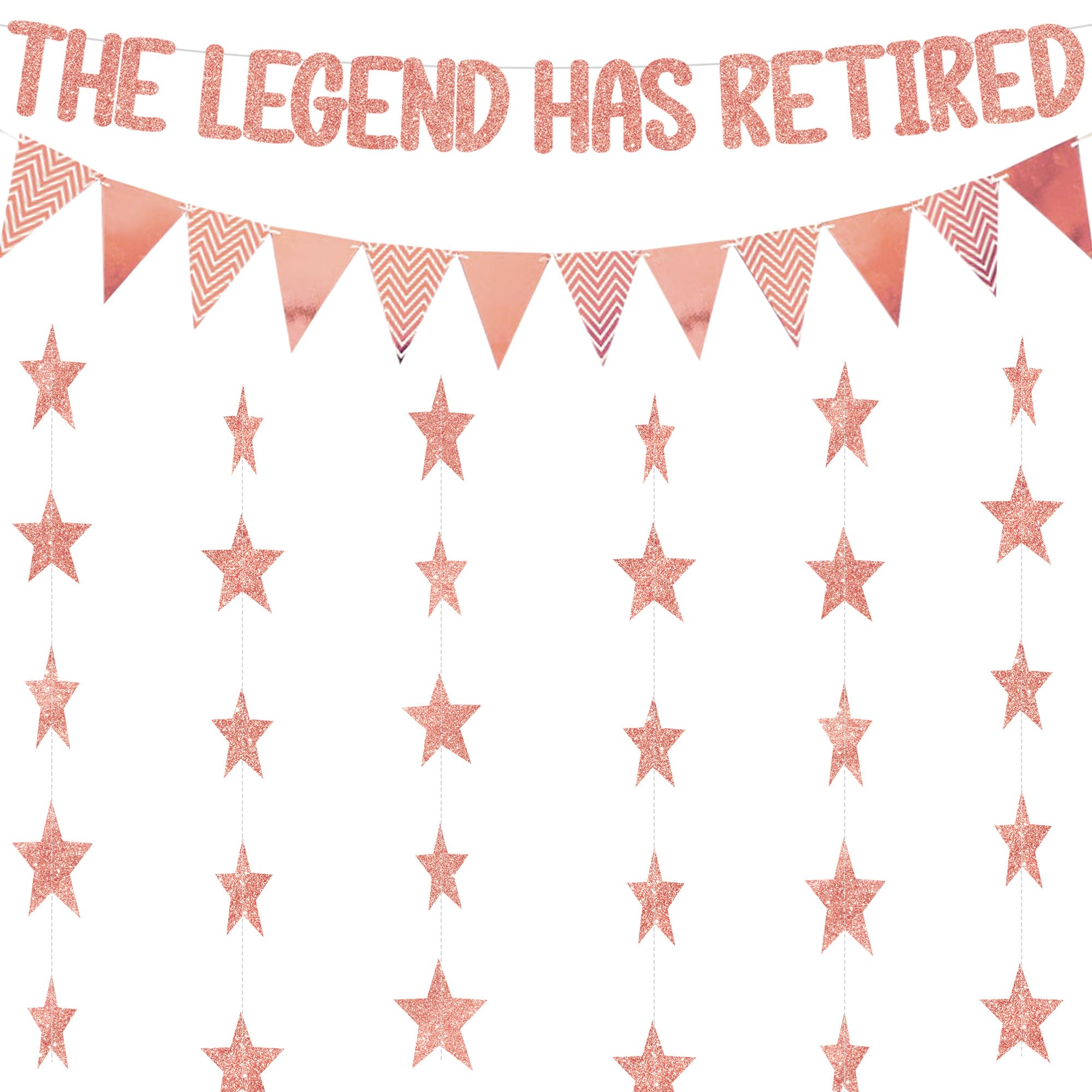 Retirement Decorations, The Legend Has Retired Banner Rose Gold