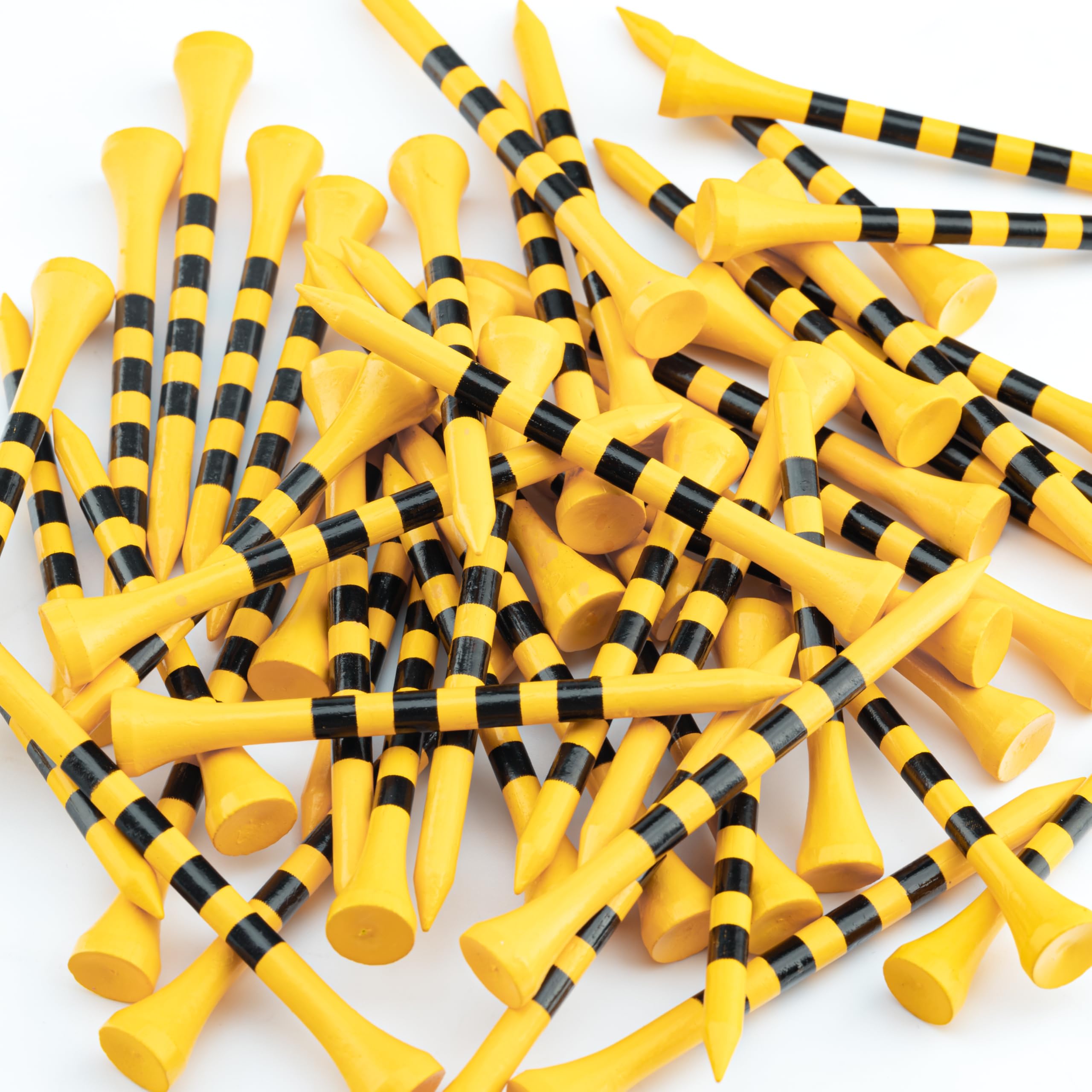 MAZEL Natural Wood/Bamboo Golf Tees 2 3/4 Inch & 3 1/4 Inch,Pack 50 or 120,Reduce Friction & Side Spin Bulk Tees for Practice (50, Yellow 50 Counts) โ image 1