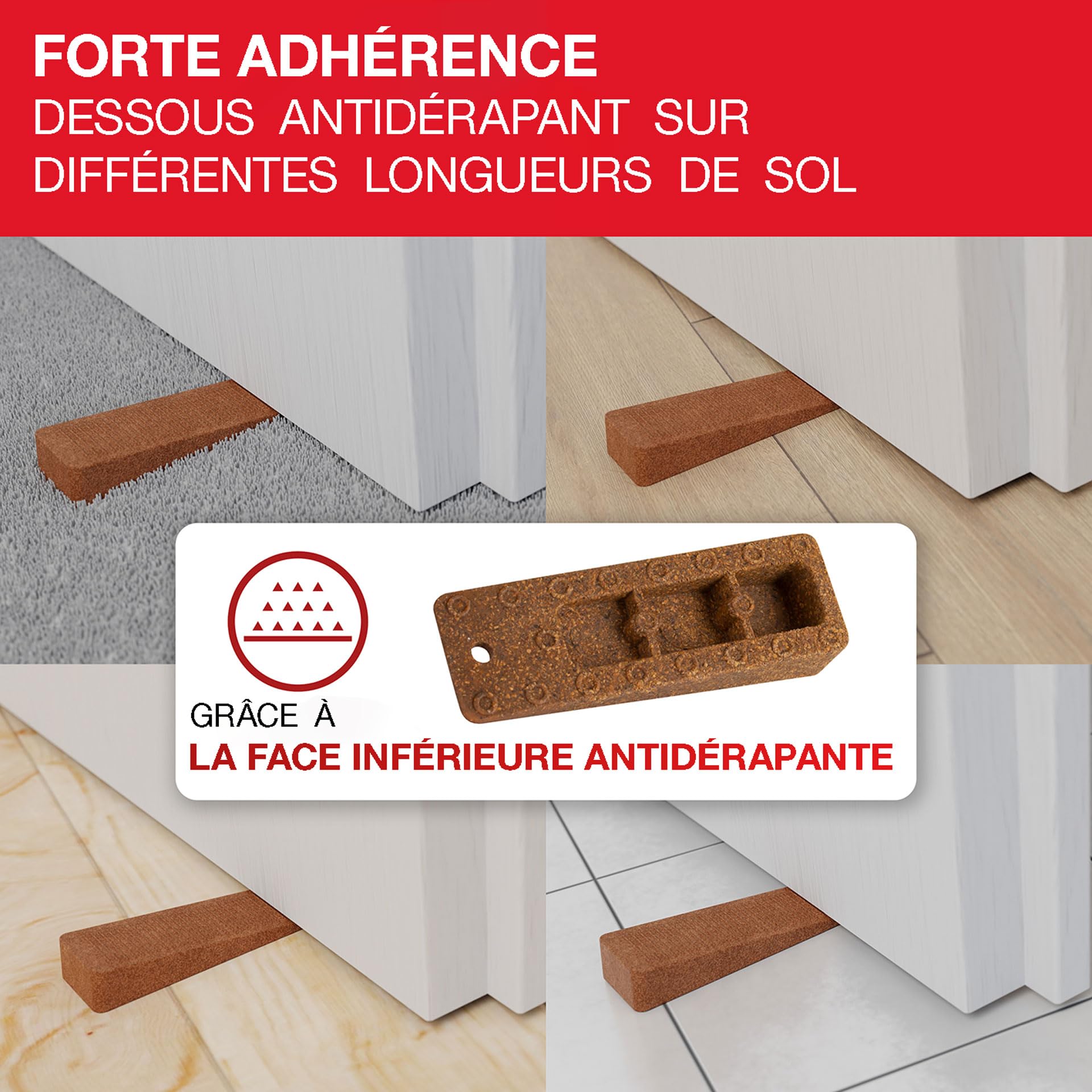 LouMaxx Lot De 3 Butoirs De Porte En Caoutchouc Gris - Butée