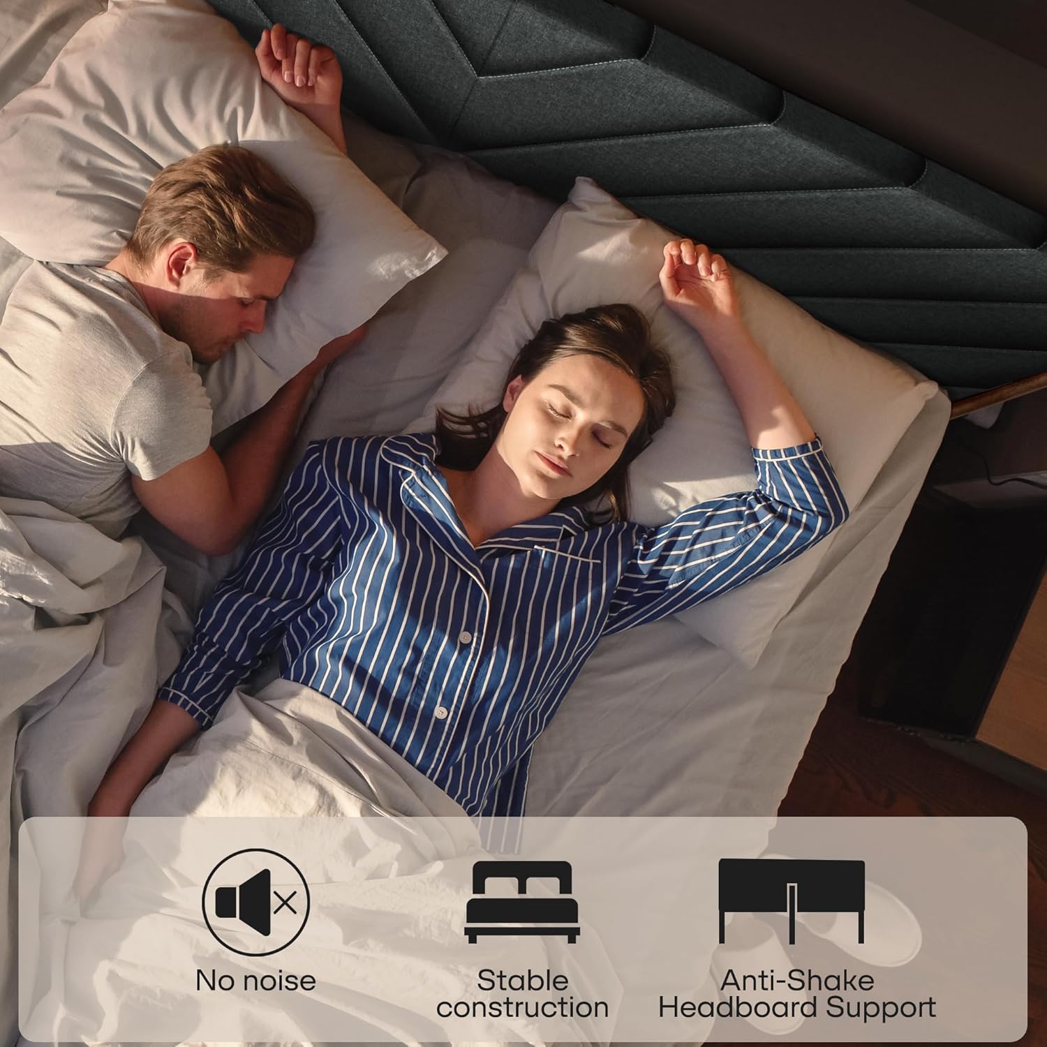 Acacia Astoria Solid Wood Upholstered Bed Frame, Queen Platform Bed Frame with Headboard, Elegant Design, Durable Construction for Luxurious Comfort, Walnut