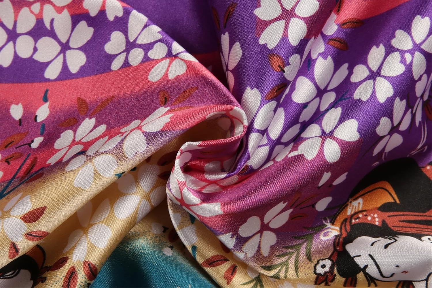 DandyChic レディース ロング 花柄 サテン ローブ イミテーション シルク 寝間着 ブライダル ドレッシング ガウン ブラ