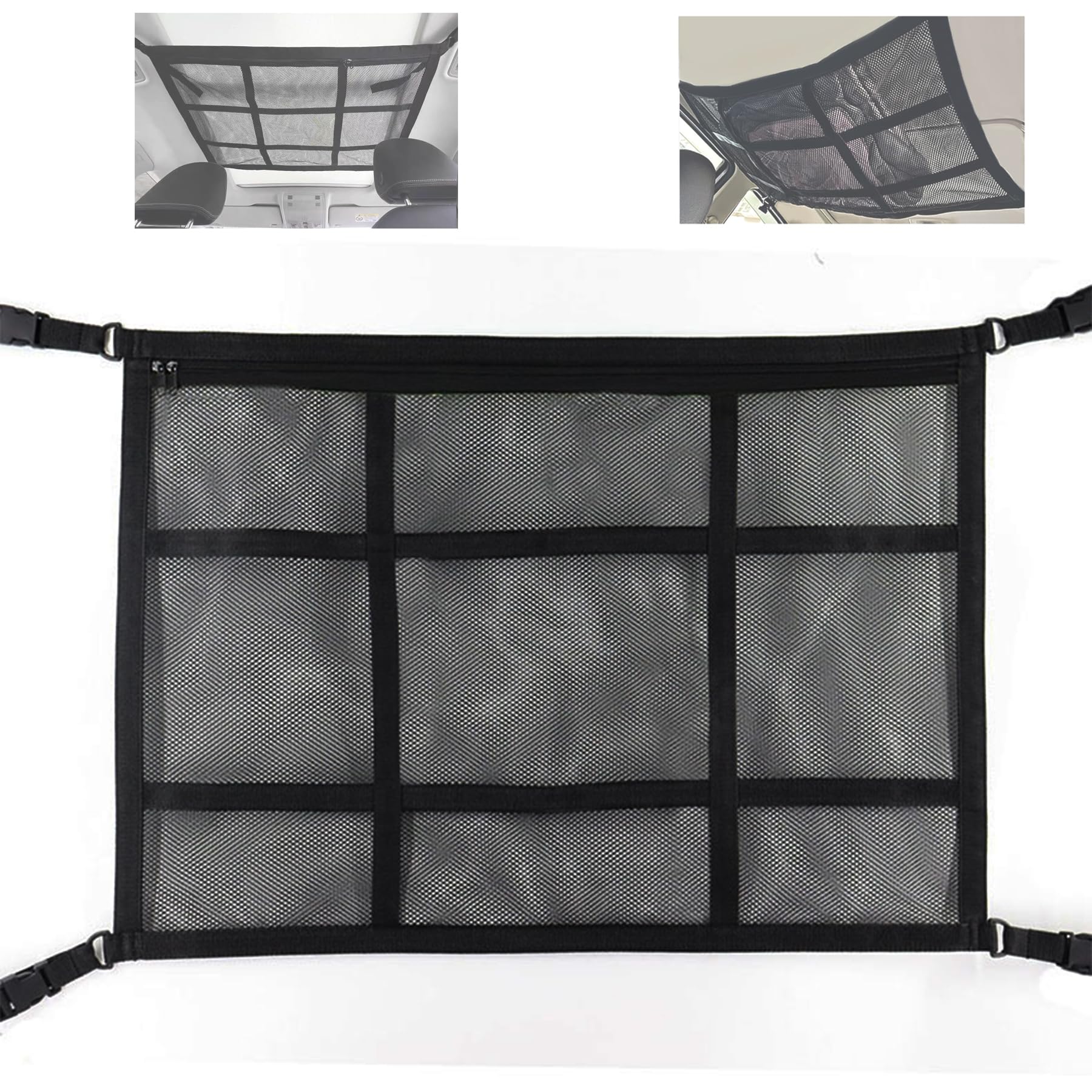 Cargo Net for Van Campervans, Van Storage Solutions, Car Ceiling Storage Net, Large Capacity Car Roof Nets, Double Layer Mesh Car Boot Organiser, Strengthen Load-Bearing, for Most Vehicle Types