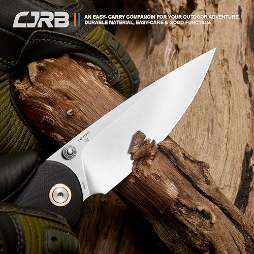 Miniatura 7 de CJRB Feldespato grande con pequeño compañero de cuchillo EDC negro