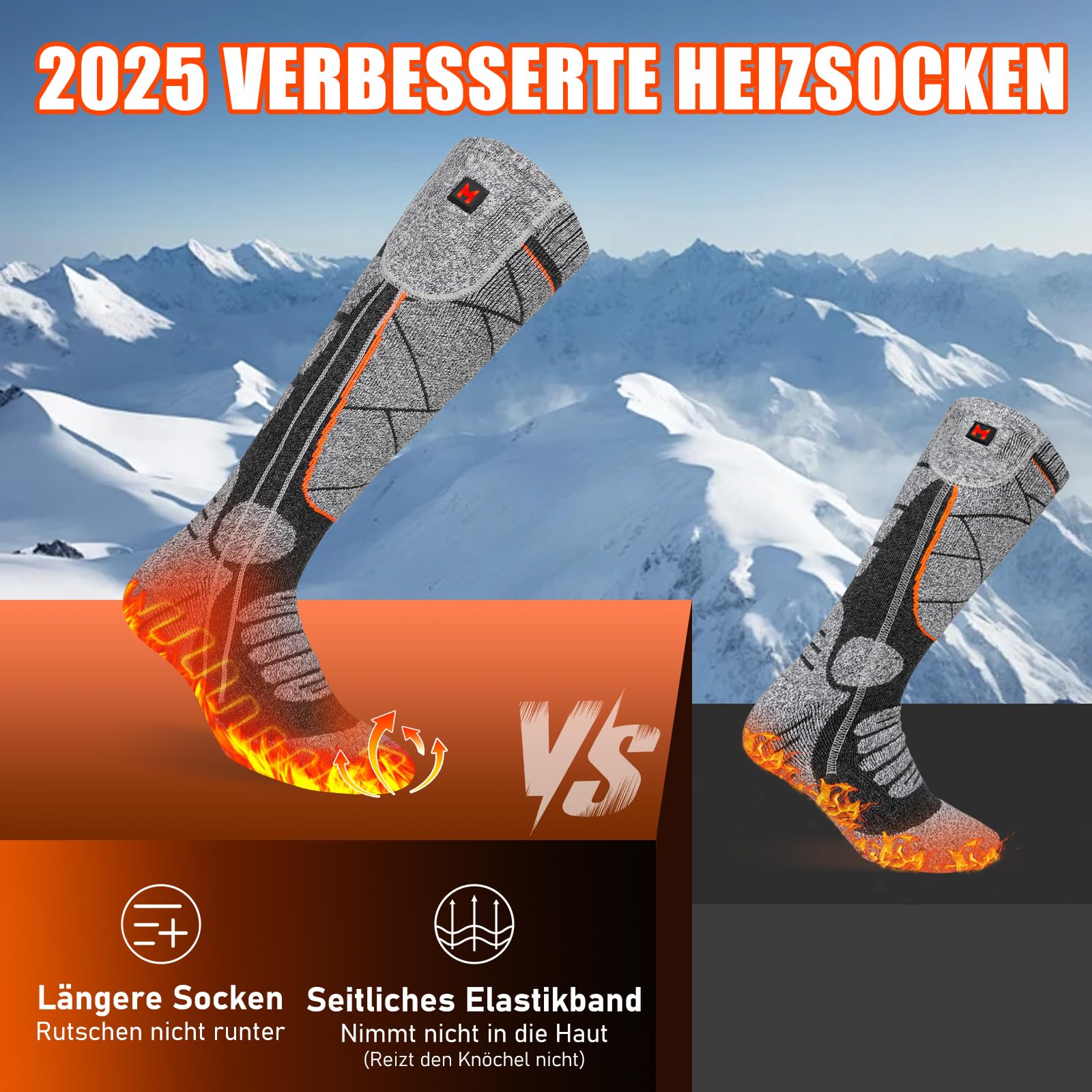 Beheizbare Socken Mit Akku - 3 Stufen Wärme Bis 65°C Für Kalte Tage