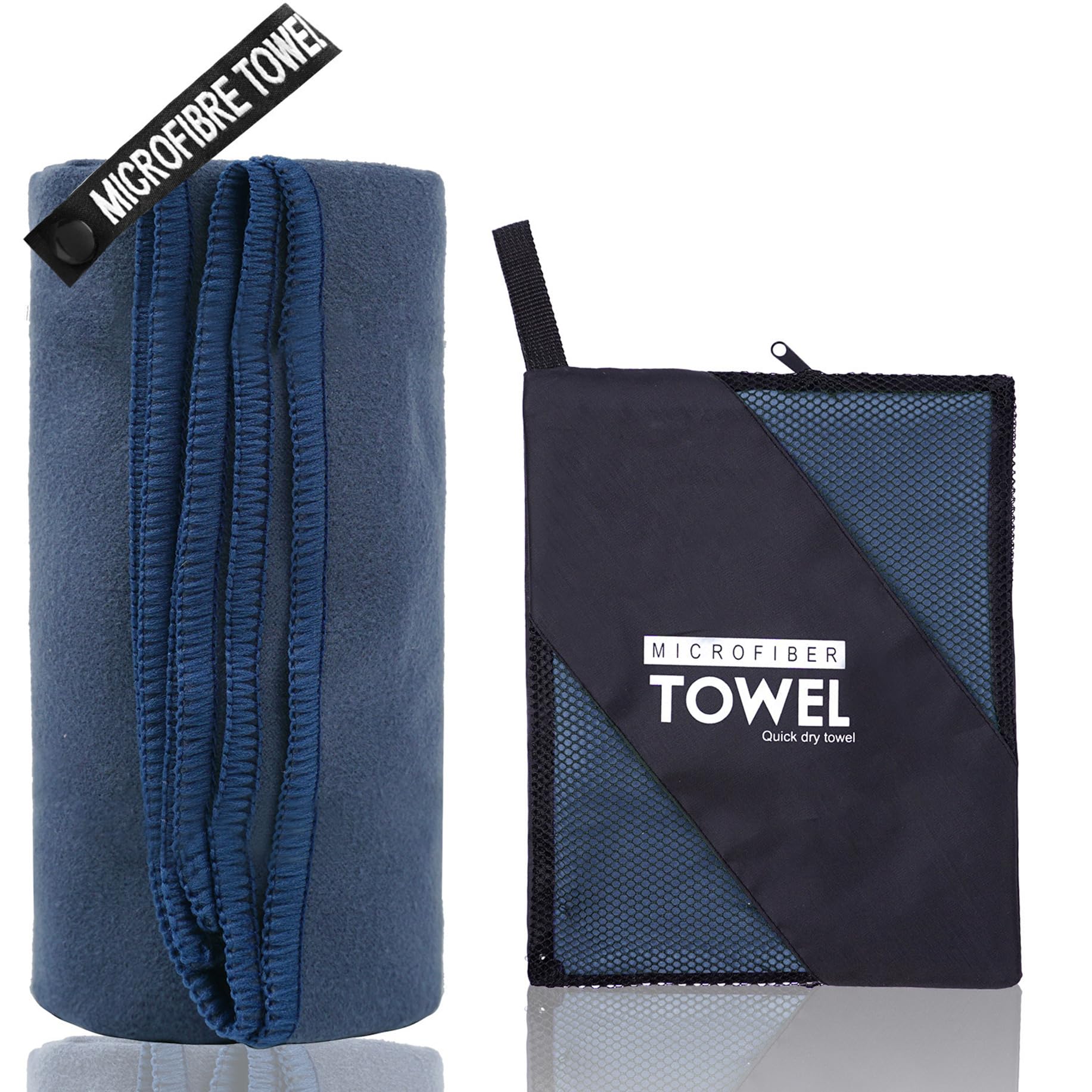 yenlk Microfibre Towel - compact, ultra lightweight & quick dry towel, the perfect gym, travel & beach towel swimming towel for sports, camping & hiking-80x40cm (Navy Blue, 80x130cm)