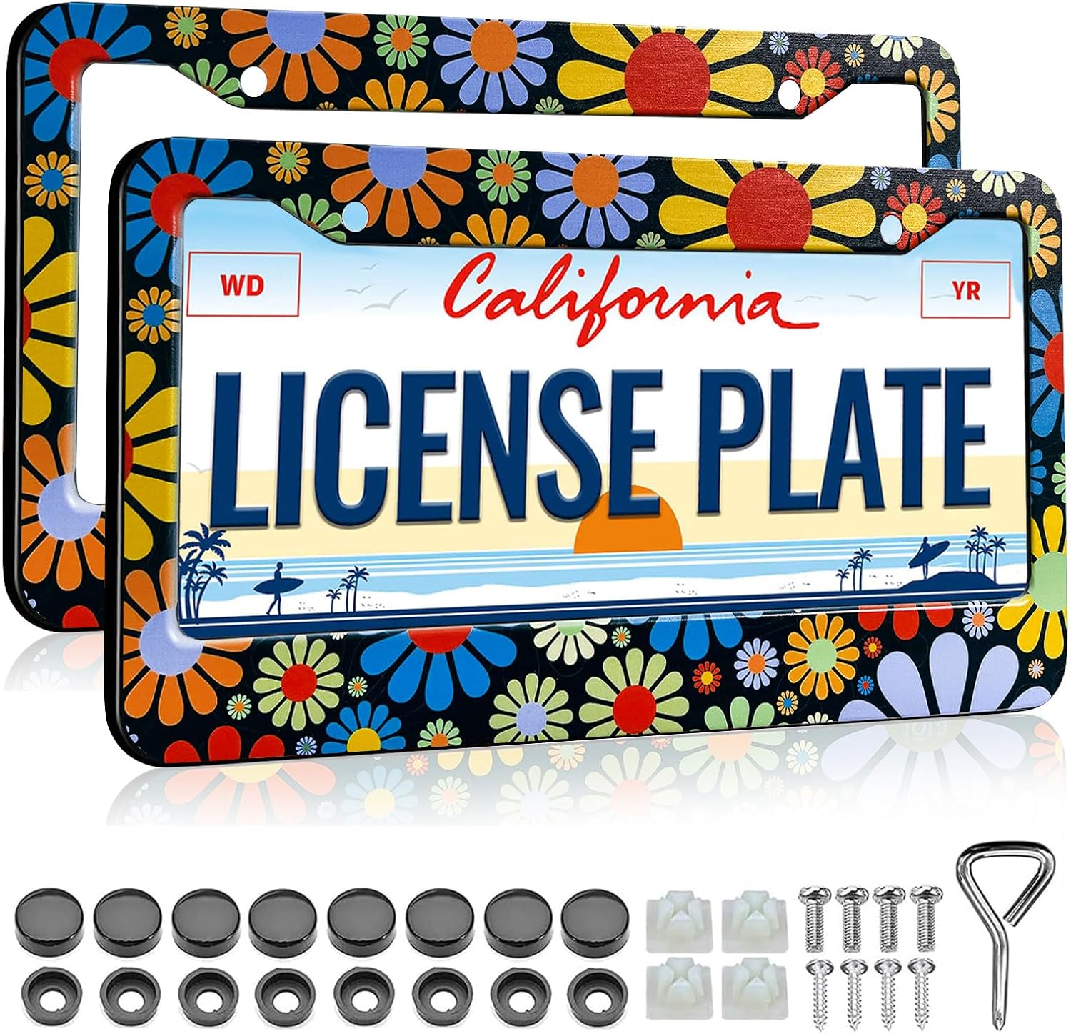 2 Pack American Flag License Plate Frame Holder, Universal - View #11