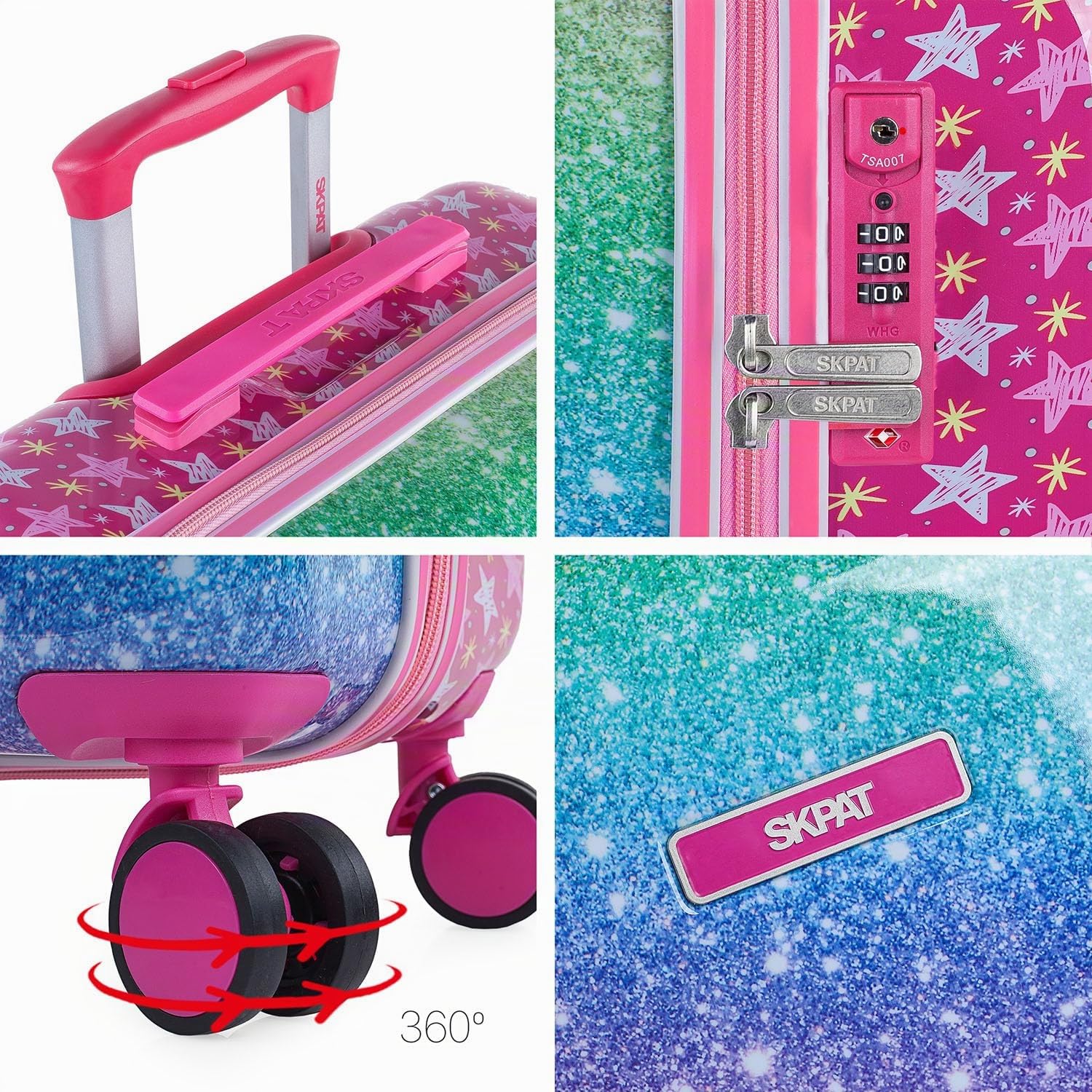 SKPAT - Valises pour Enfants, Chariot à Bagages à Main Pliable pour Filles, léger pour Enfants, Bagages à Main - Compatible avec Le Cadenas à Combinaison Ryanair TSA, Fuchsia