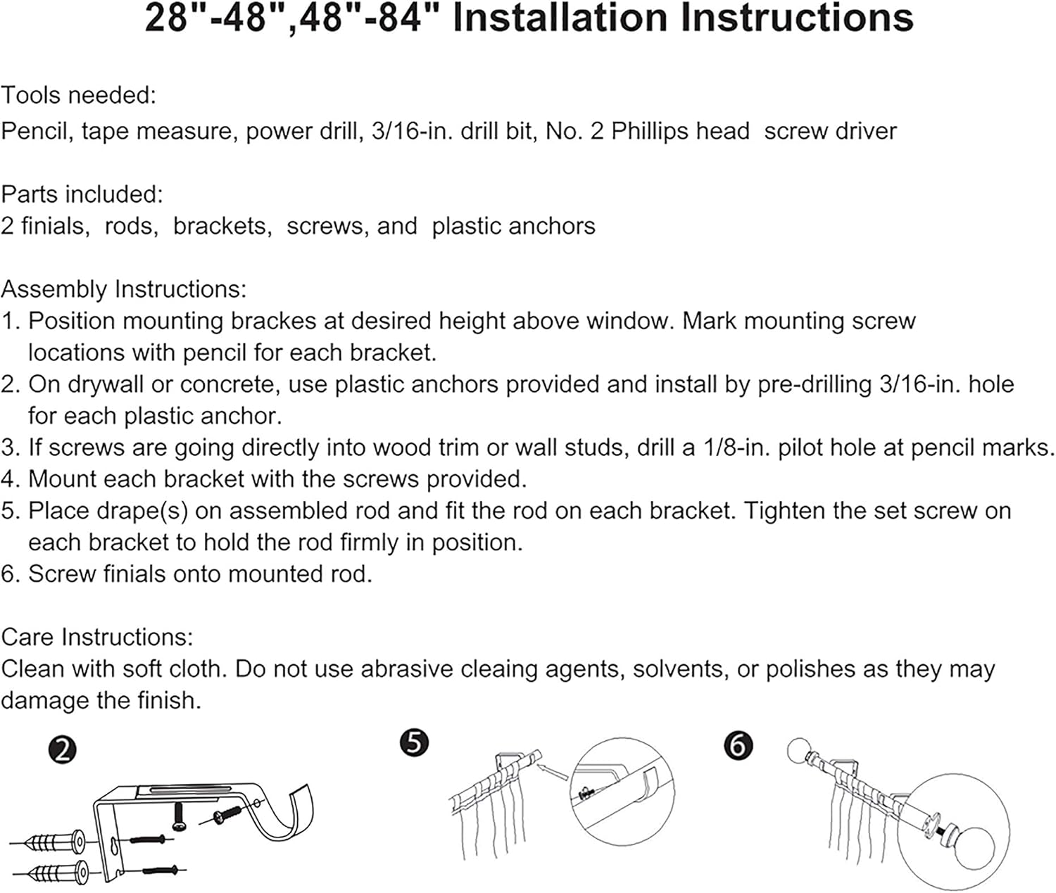 Urbanest Pinecone Adjustable Window Treatement Single Curtain Rod, 48"-84", Cottage