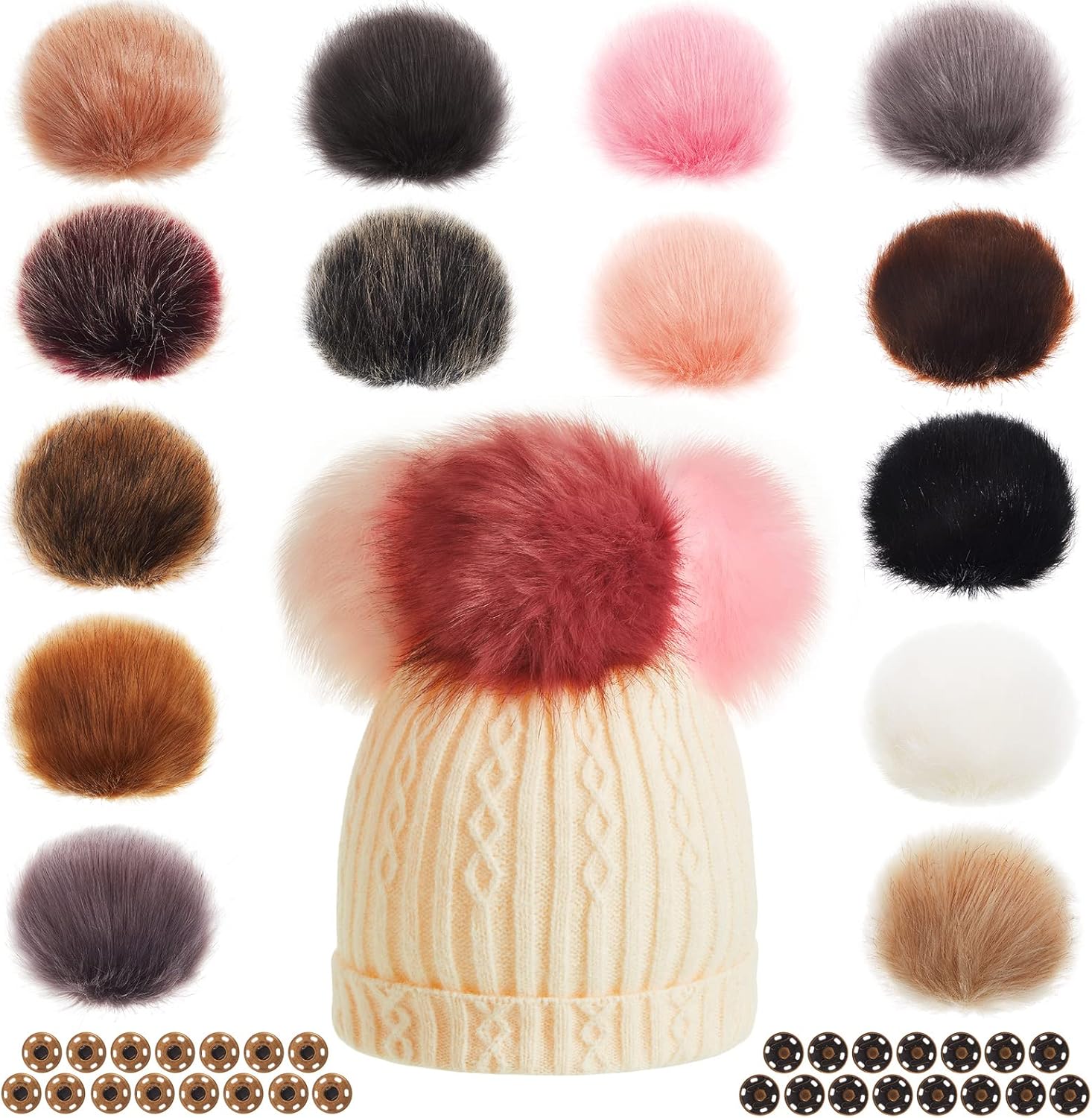 Zeyune 15 Pcs 6 Inch Large Faux Fur Pom Poms for Hats Craft