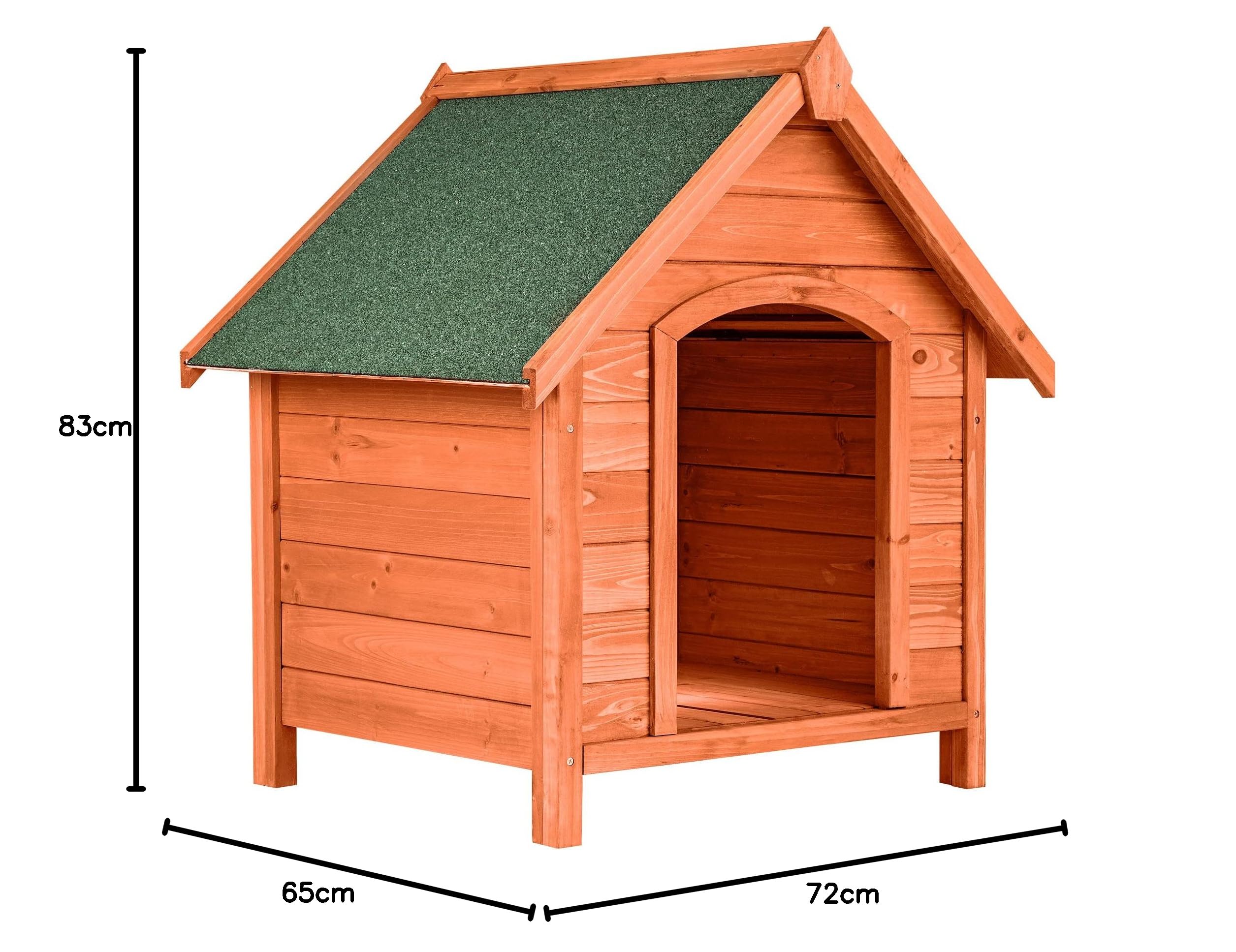 tectake® Cuccia per Cani, Casetta in Legno Impregnato, Cuccia Cane Interno e Esterno, Pavimento Estraibile, Tetto a Punta Resistente alle Intemperie, Facile da Pulire, Dimensioni 72x65x83 cm