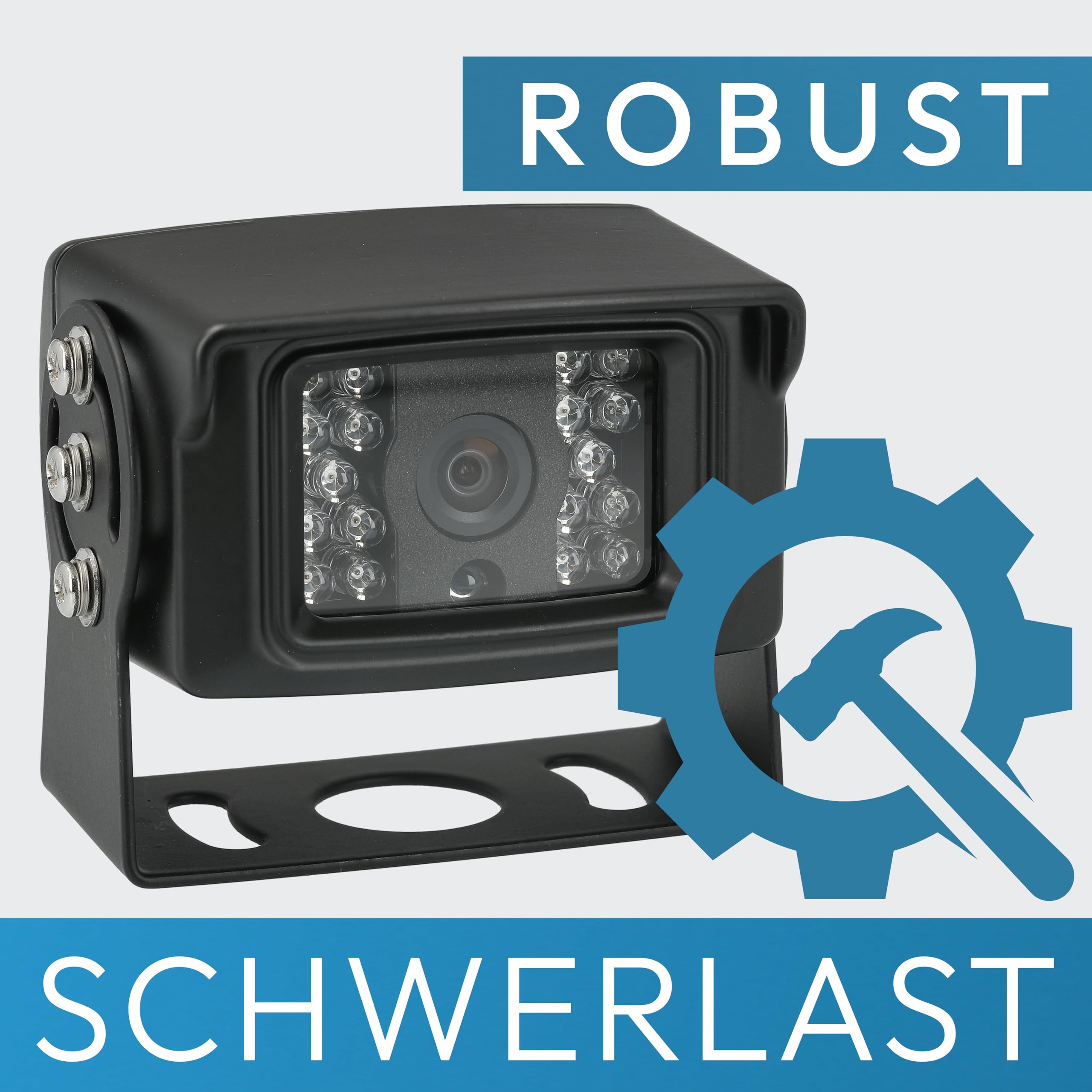 VSG24 Telecamera posteriore professionale HD 720P | Installazione flessibile | 120° e IP67 | 12Volt | 18 diodi IR per la visione notturna, impermeabile e antiriflesso