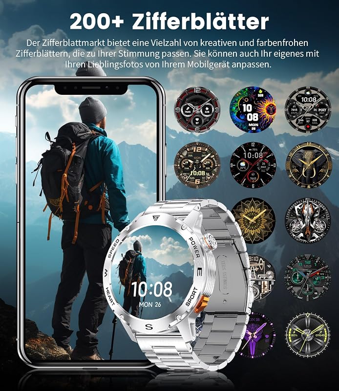 LIGE Férfi Okosóra 1.43" AMOLED Kijelzővel - Bluetooth Hívás, 170+ Sportmód, 24/7 Pulzusmérés, IP68 Vízállóság, Android/iOS Kompatibilis