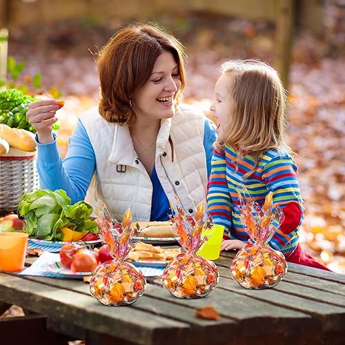 Miniatura 4 de Papel de regalo de celofán de otoño, 100 x 16 pulgadas, 2.5 mil de grosor, rollo de envoltura de celofán transparente con temática de otoño,