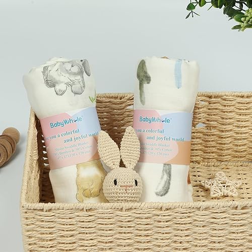 Miniatura 21 de Manta de muselina neutra, manta para bebé, unisex, suave 70% viscosa de bambú y 30% algodón, grande de 47 x 47 pulgadas, manta de luna bohemia