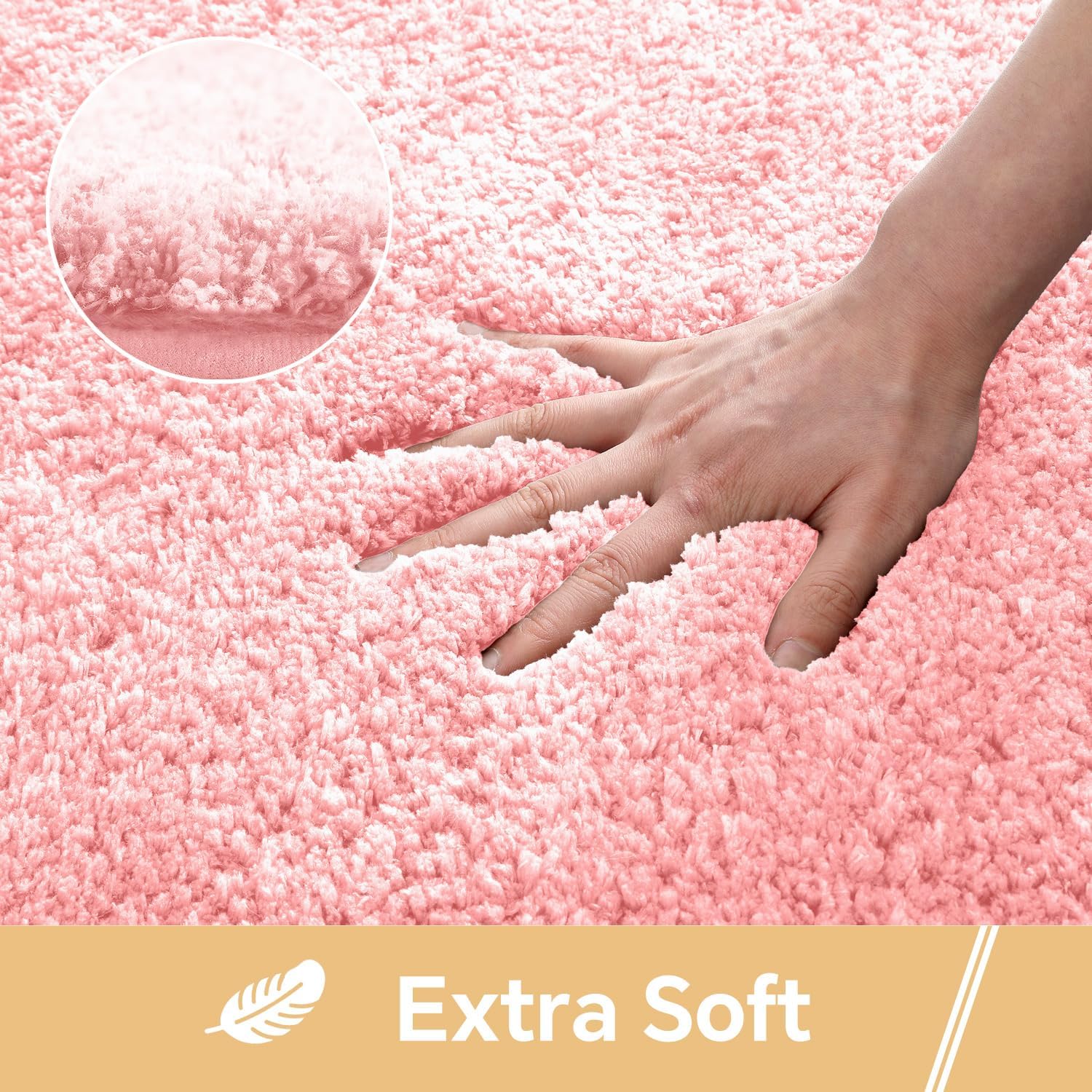 Pink Bathroom Rugs 17"x24" - High-Density Microfiber Bath Mat, Fluffy Non Slip Absorbent and Washable Bathroom Mat - Ideal for Small Spaces, Vanity, Toilet, or Pet Mat - Image 3