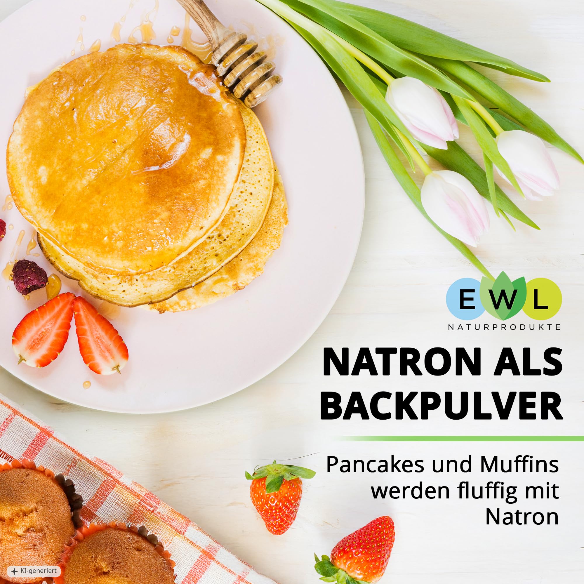 EWL Natron Pulver 5,5kg | Baking Soda | Lebensmittelqualität | Eimer | Deutsche Herstellung & Abfüllung | Wiederverschließbarer & recyclebarer Behälter | Hochrein | Backpulver-Ersatz & Allrounder