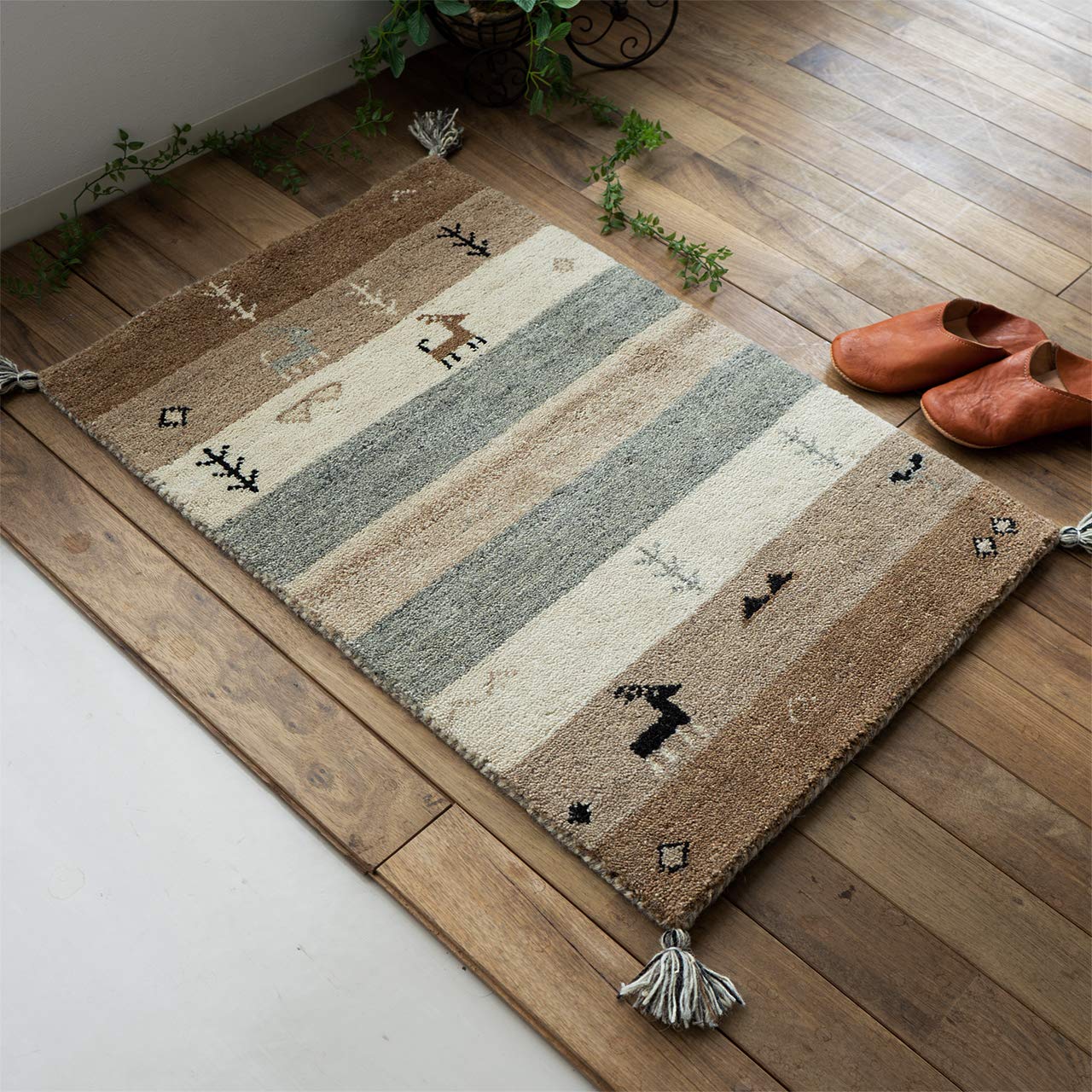 ギャッベ 玄関マット 動物刺繍 約42×62cm ギャッベ 玄関マット他 (約60×90cm) – Persiadirect