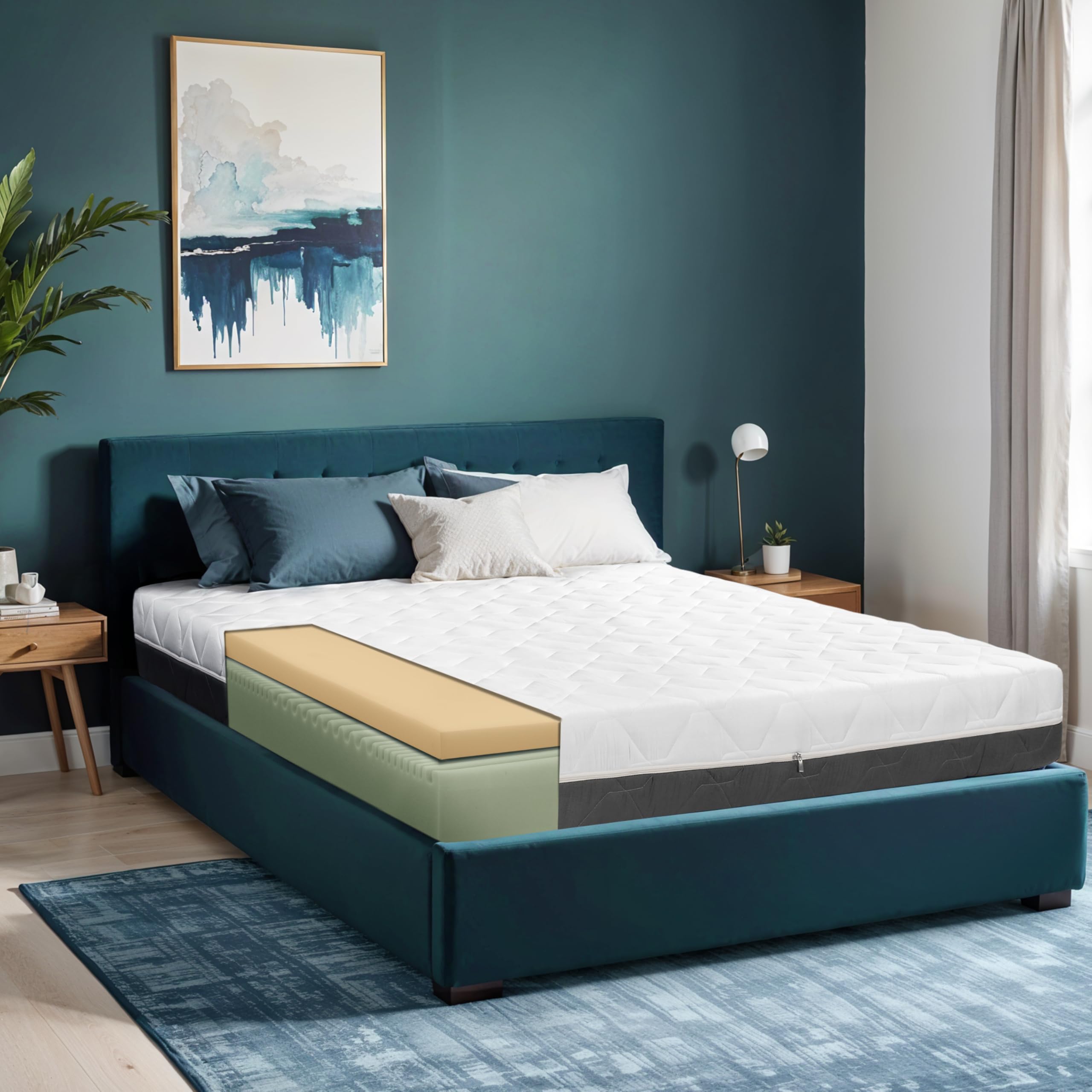 TANHK Materasso in Memory Foam a doppio strato Hypersoft Smart | Supporto ortopedico con tecnologia avanzata di circolazione dell'aria | Tessuto ipoallergenico e traspirante, Made in Italy, 150 x 190