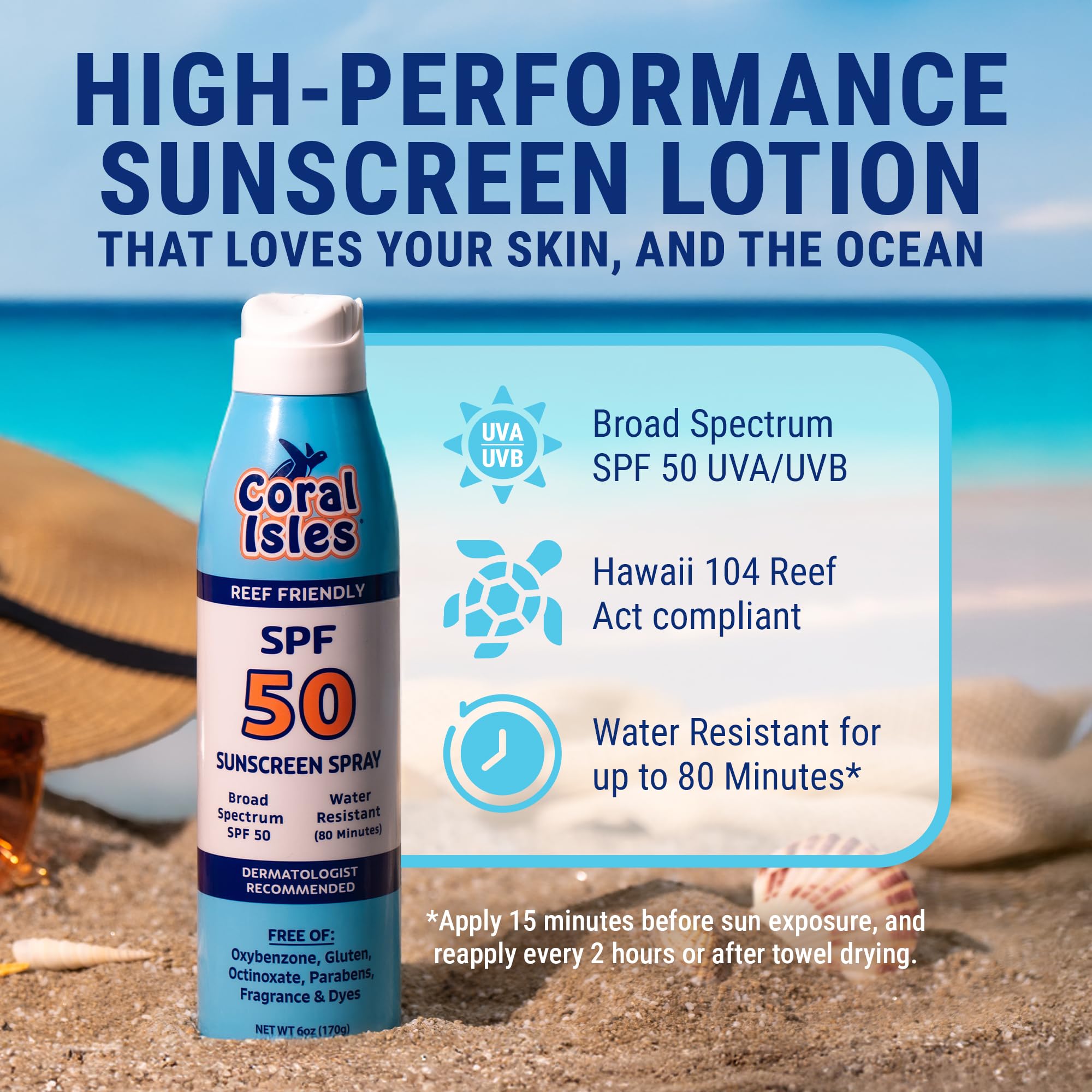 Amazon.com: Coral Isles SPF 50 Sunscreen Spray - Hawaii Reef Safe