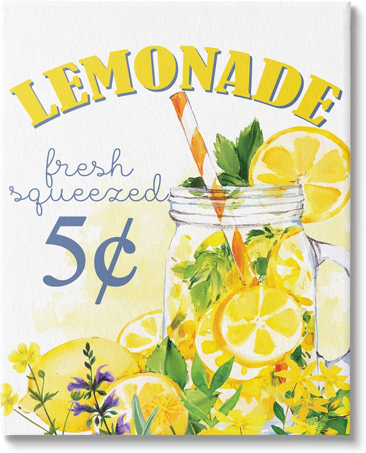 Stupell Industries Fresh Squeezed Lemonade Fruit Jar Summer Vivid Illustration, Design by Kim Allen, Yellow, 24 x 30 | Stupell Industries | 24 x 30 Inches, Easy to Hang and Sturdy, Made in USA, by Kim Allen