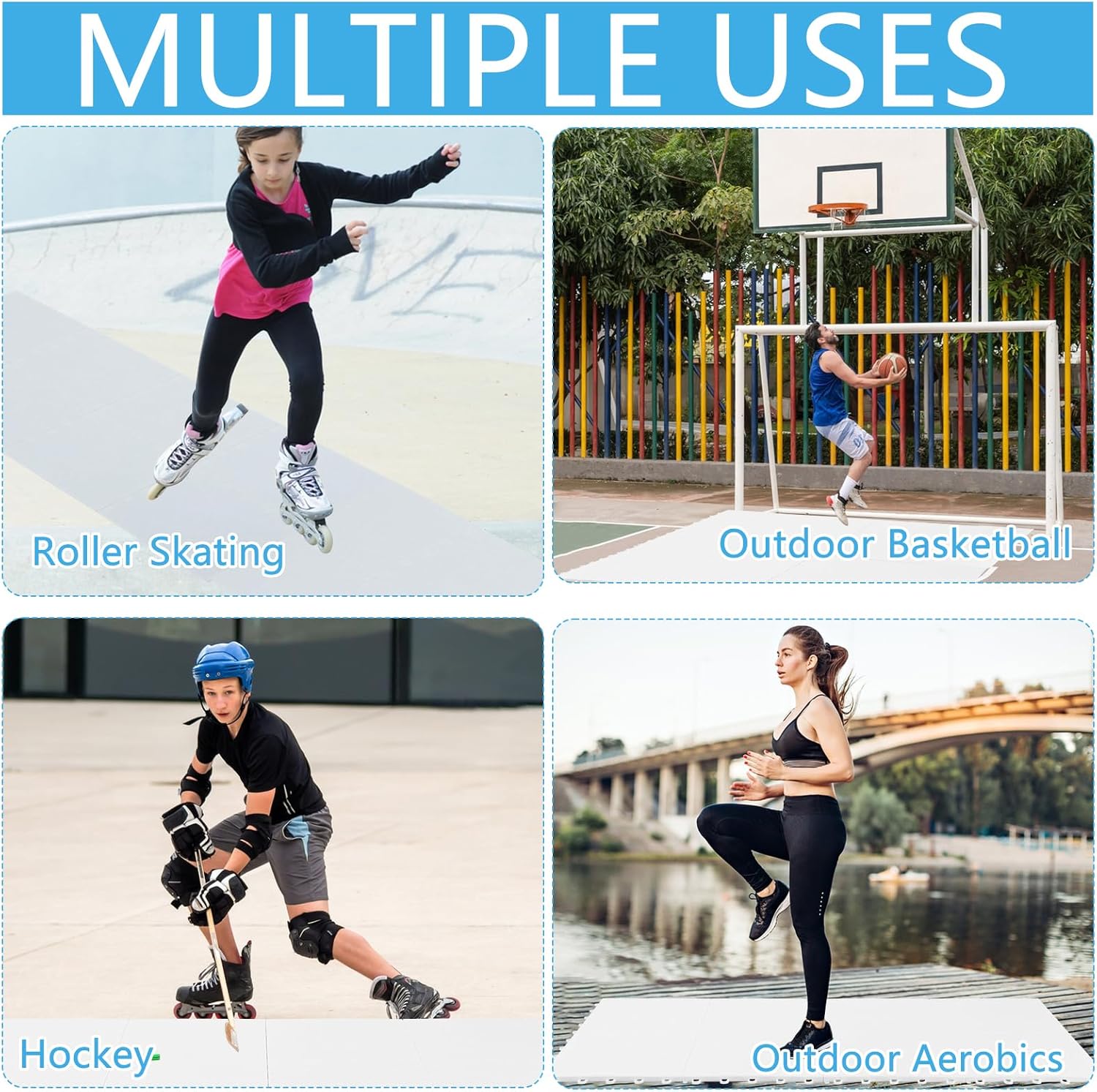 8 PCS Hockey Floor Tiles Mats, Interlocking... 16 8 PCS Hockey Floor Tiles Mats, Interlocking...