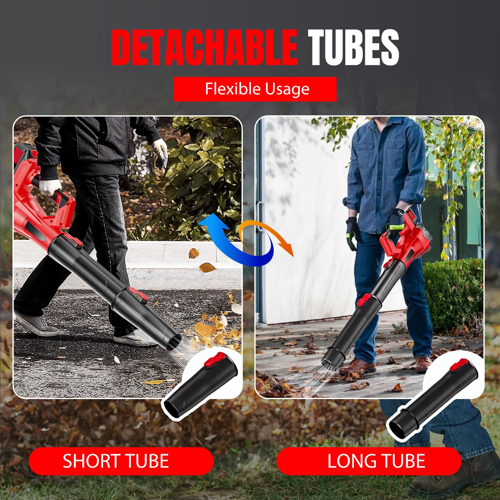 Souffleur Batterie 21 V, Souffleur de Feuilles sans Fil avec Batterie Et Chargeur, 6 Vitesses, 210 km/h,Souffleur Feuille Puissant pour Jardin, Entretien de la pelouse et déneigement (2*Batterie)