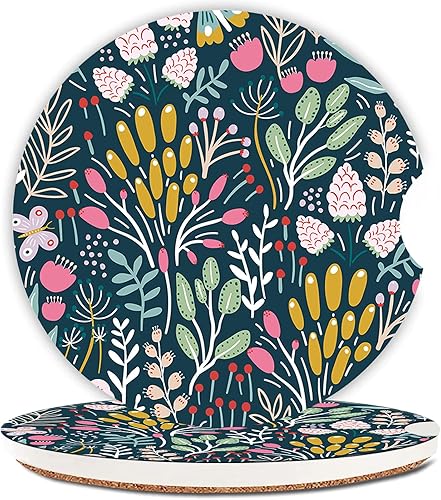 Miniatura 22 de Posavasos de automóvil para portavasos de automóvil, bonitos accesorios de automóvil para interior de mujer, 2 posavasos para automóvil, tapete de