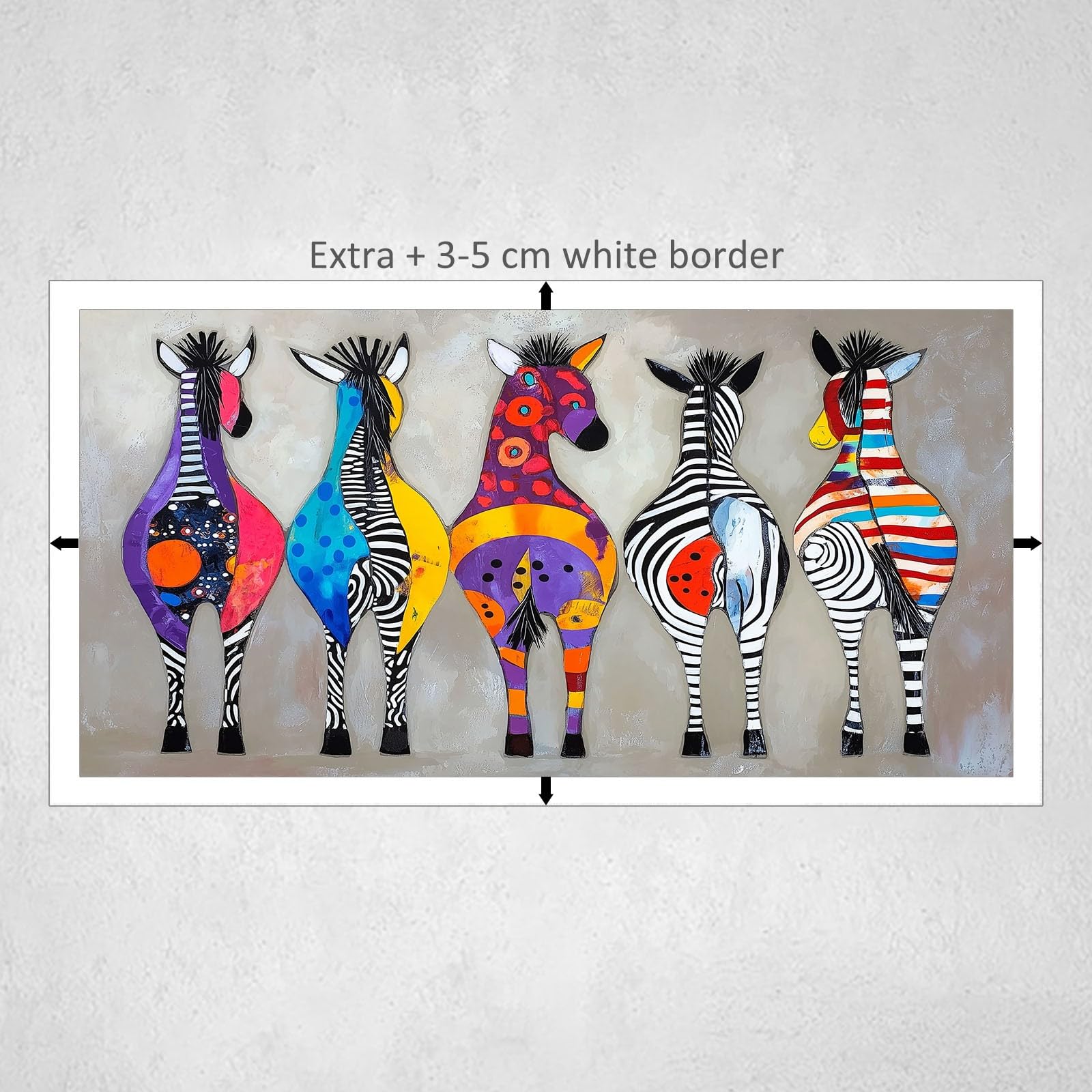 Generisch Leinwand Bilder Mit Rahmen Groß Pop Art Wildtier Tier Zebra, Gerahmt Leinwandbilder Bild auf Leinwand Wandbild Leinwand für Wohnzimmer Kinderzimmer Flur 140 x 70 cm