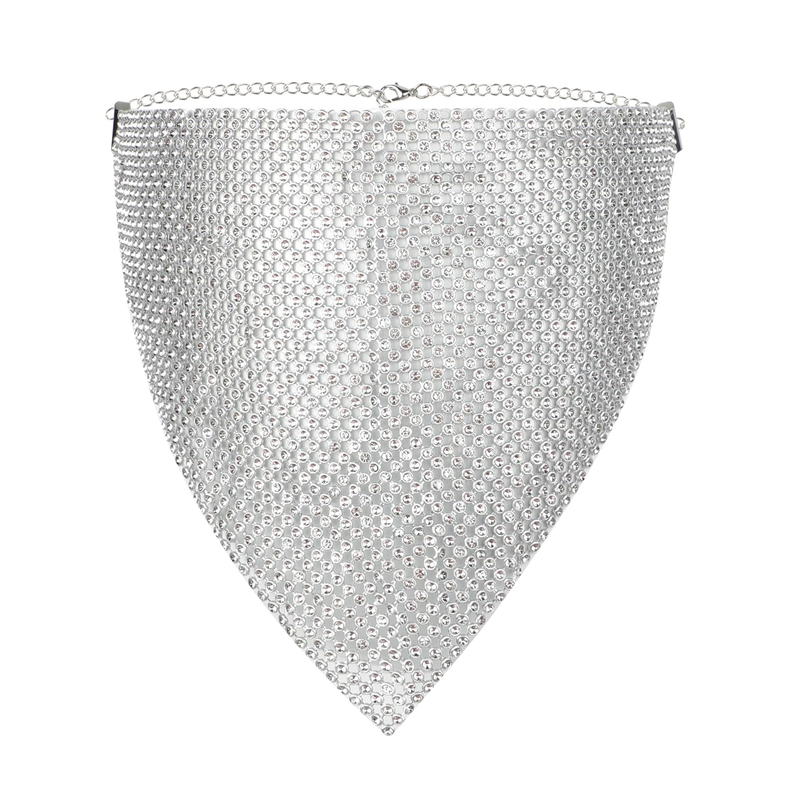 Faxianther Sparkly Rhinestones Mesh Half Face Mask Modern Bling Crystal Face Chain Belly Dance Punk Rock Band Jazz Face Cover Halloween Nightclub Rave Party Masquerade Face Mask Mardi Gras Jewelry - Image 3