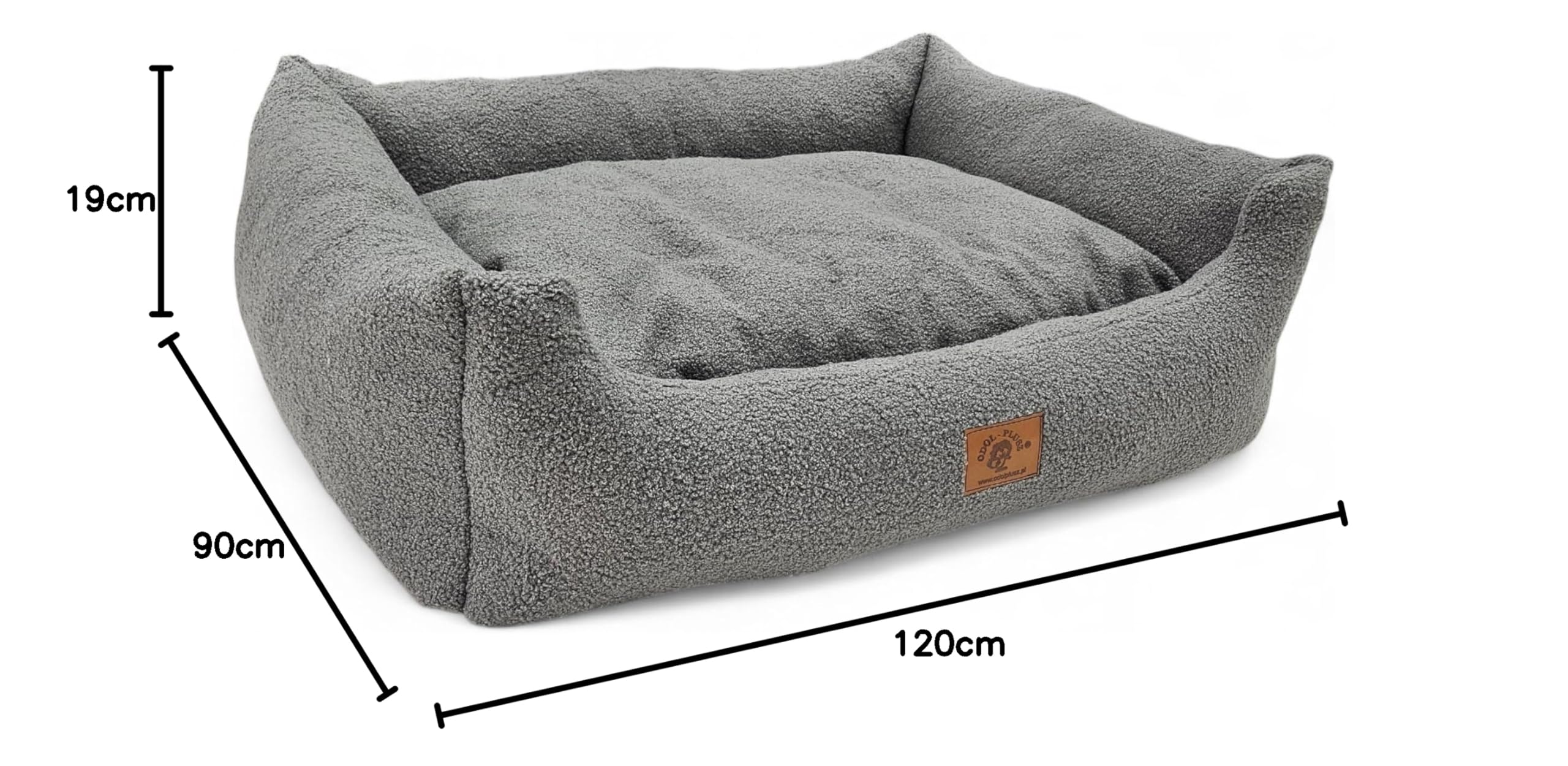 Odolplusz Cuccia per cani XXL, lavabile, soffice, 95 x 75 cm, grigio, con bordi rialzati e cuscino rimovibile (grafite)