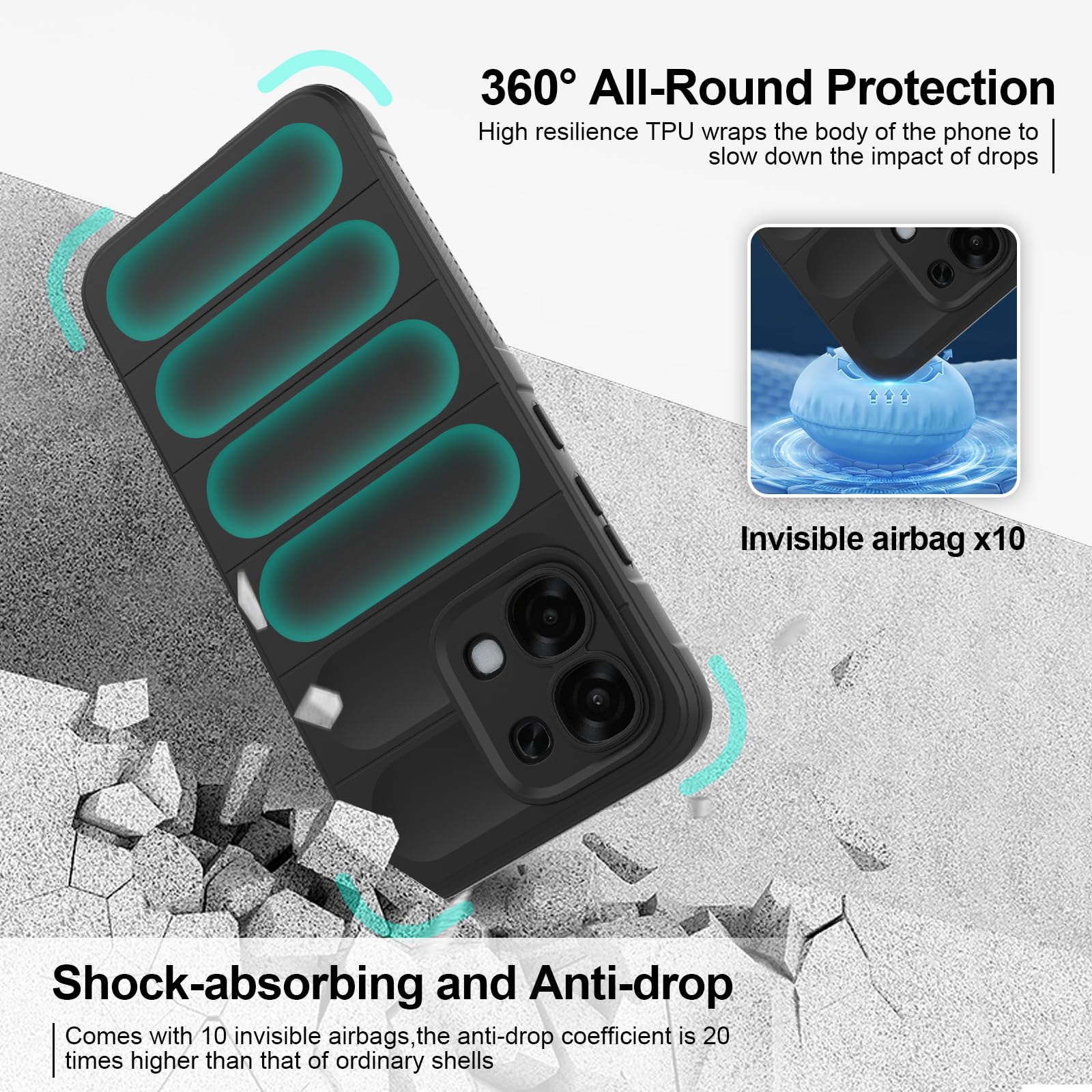 Silicone Case Compatible with Oppo A6 Pro, Anti-Scratch Microfiber Lining, Shockproof Case with Camera Protection, Black — view 2