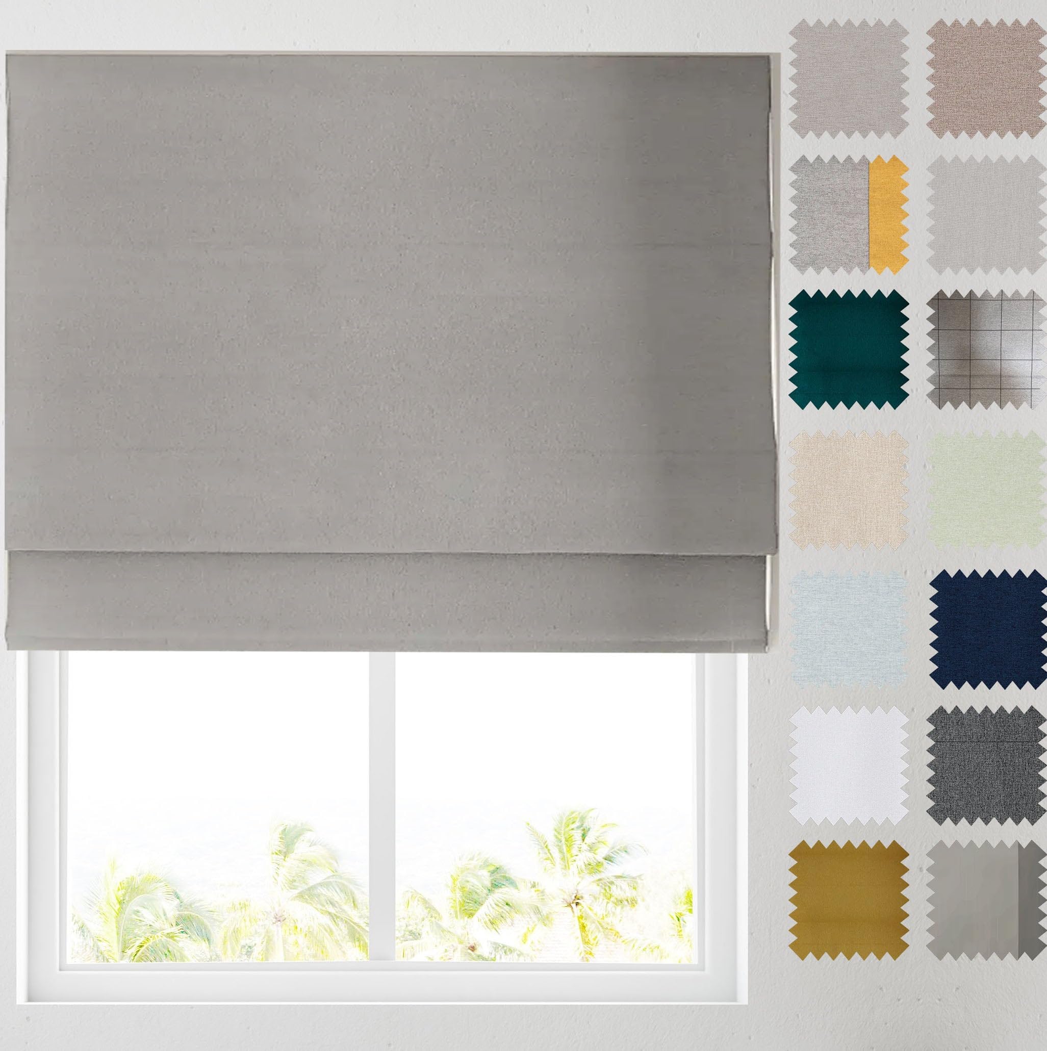 Barnes Blinds - Soft Textured Ara Blackout Roman Blinds -Durable Fittings Easy Fit (Mid Grey 153cm)