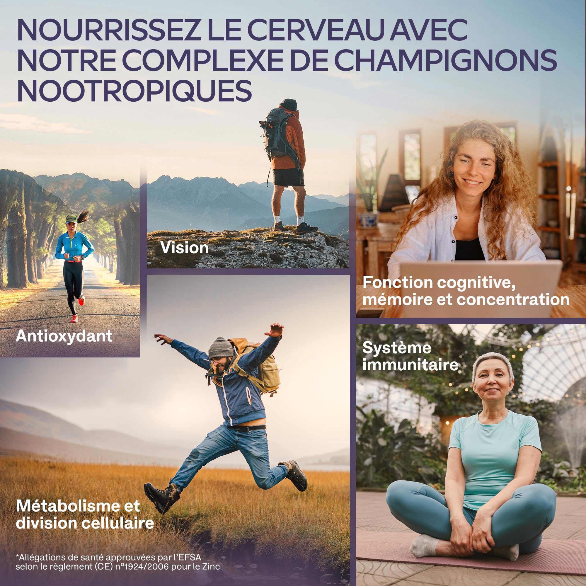 Lions Mane 18000mg 30:1 avec Cordyceps Sinensis, Reishi Ganoderma et Zinc | Criniere de Lion Champignon Hericium Erinaceus Nootropique Puissant Memoire et Concentration Mushroom Complex - 120 Gelules