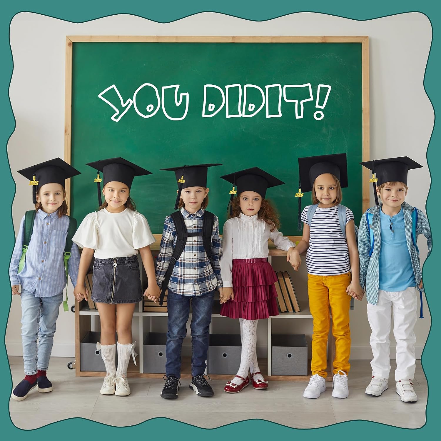 Kidum 16 Pcs 2026 Graduation Cap Kindergarten Bulk Graduation Cap Preschool Child Size Grad Caps with Metal 2026 Tassel