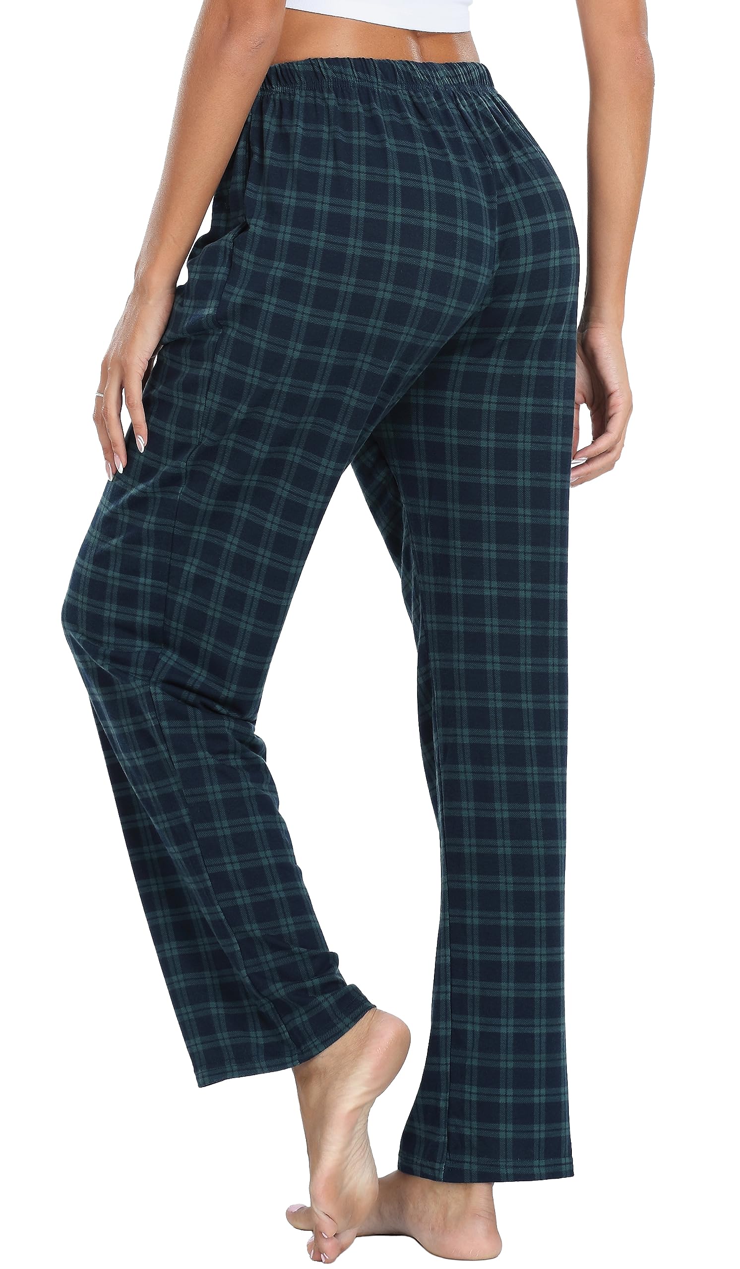 Lovasy Pantalones de Cuadros Mujer Largos Casual Pantalones Pijama de Mujer Dormir con Bolsillos y Cordón