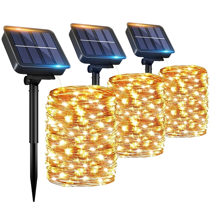 OHLUX户外太阳能灯三件套 300LED防水节日灯温暖白光