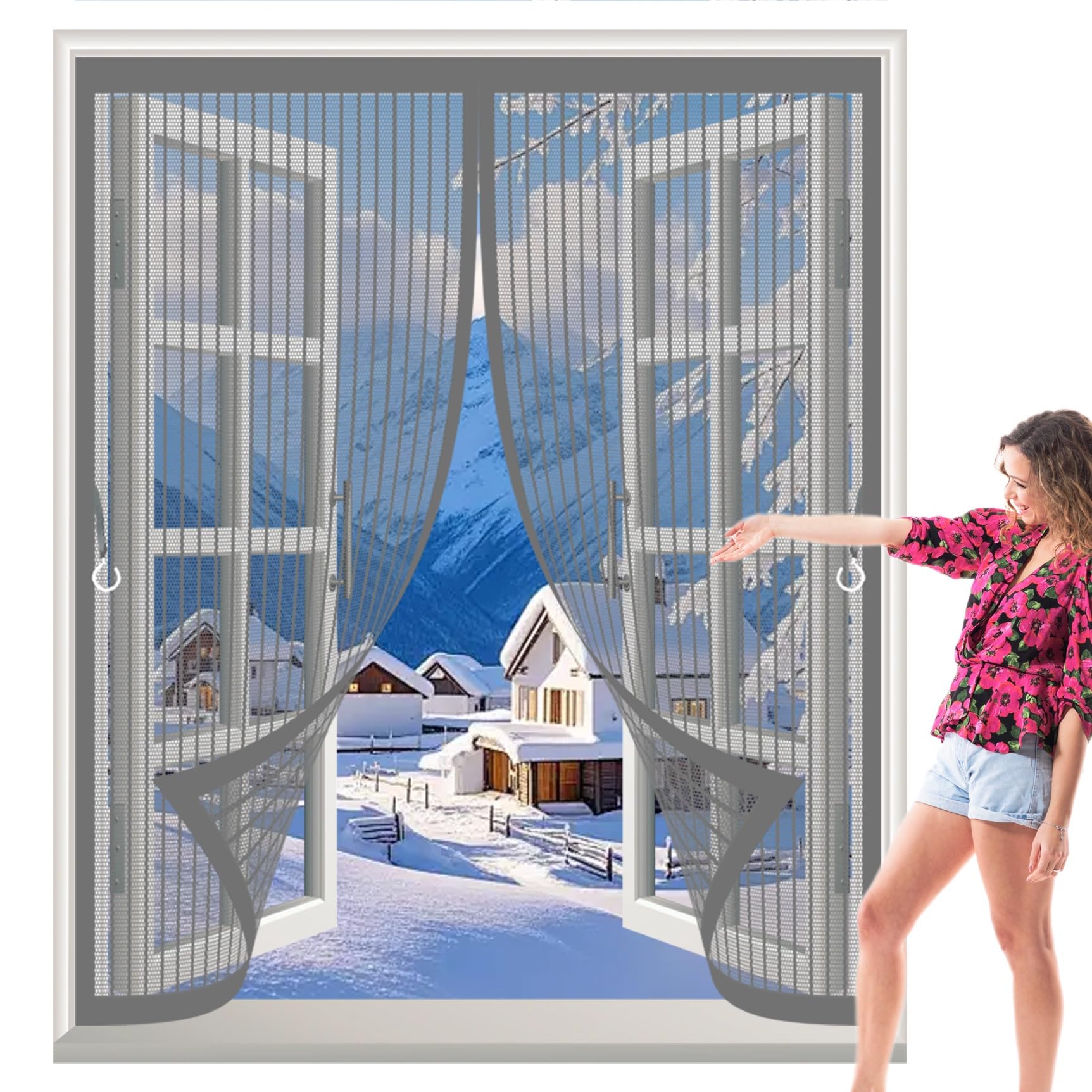 Moustiquaire fenêtre 165 x 85 cm gris anti mouche maille ultra fine